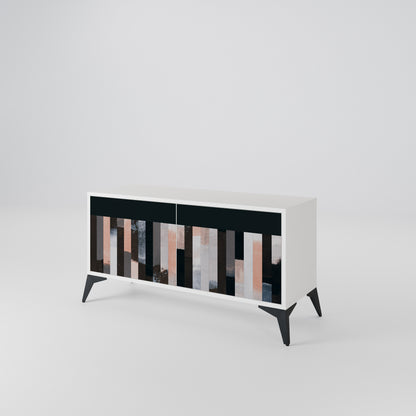 COLLAGE OF RECTANGLES Compact 2-Door TV Cabinet