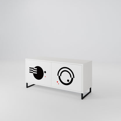 BLACK AND WHITE COMBINATION Compact 2-Door TV Cabinet