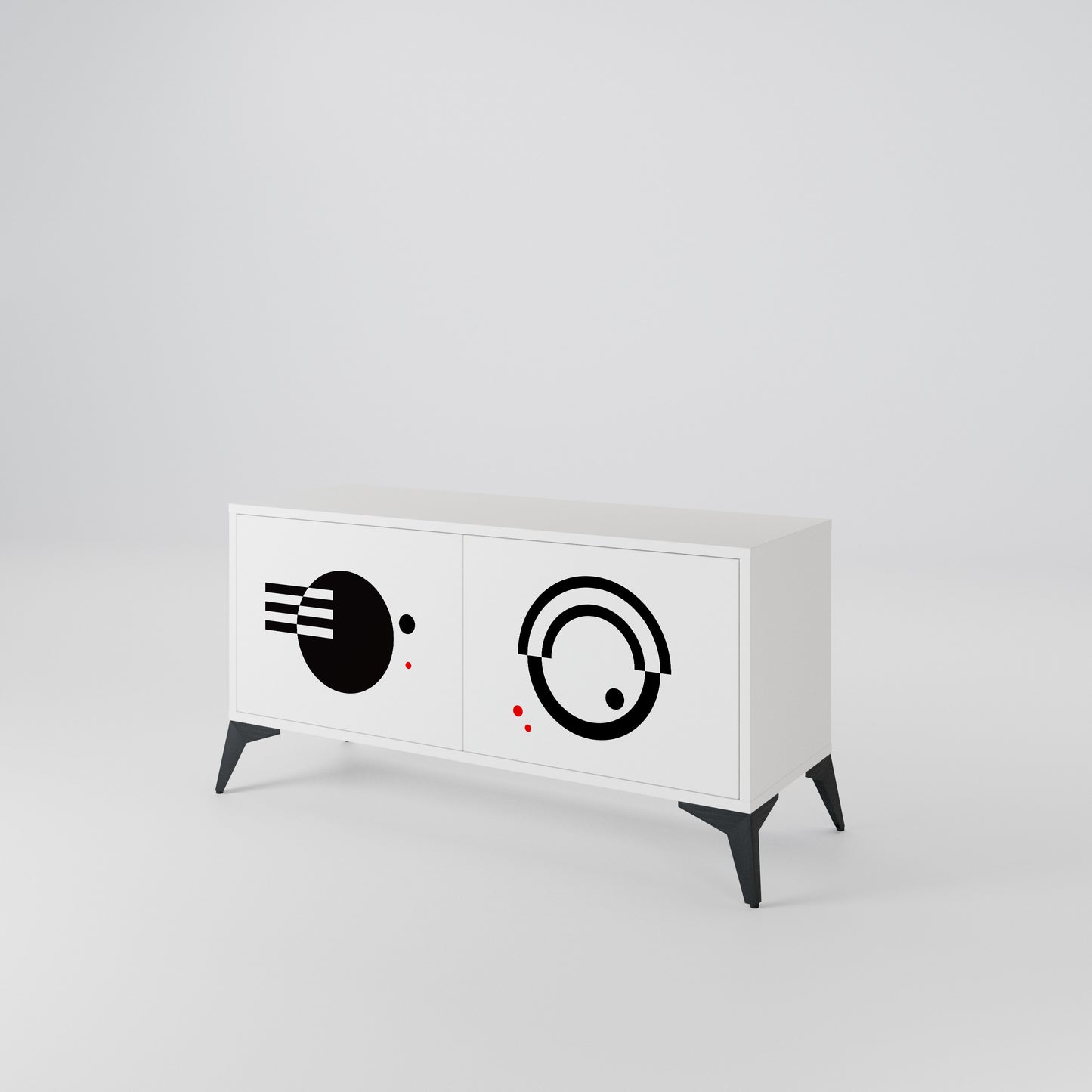 BLACK AND WHITE COMBINATION Compact 2-Door TV Cabinet