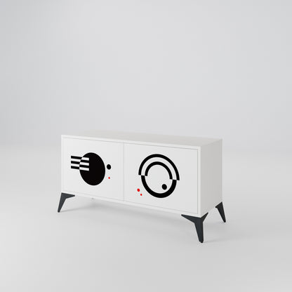 BLACK AND WHITE COMBINATION Compact 2-Door TV Cabinet