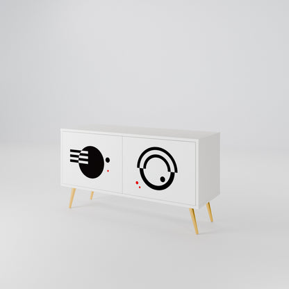 BLACK AND WHITE COMBINATION Compact 2-Door TV Cabinet
