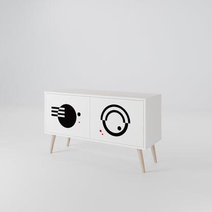 BLACK AND WHITE COMBINATION Compact 2-Door TV Cabinet