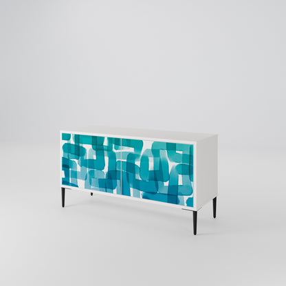 TURQUOISE RECTANGLES Compact 2-Door TV Cabinet