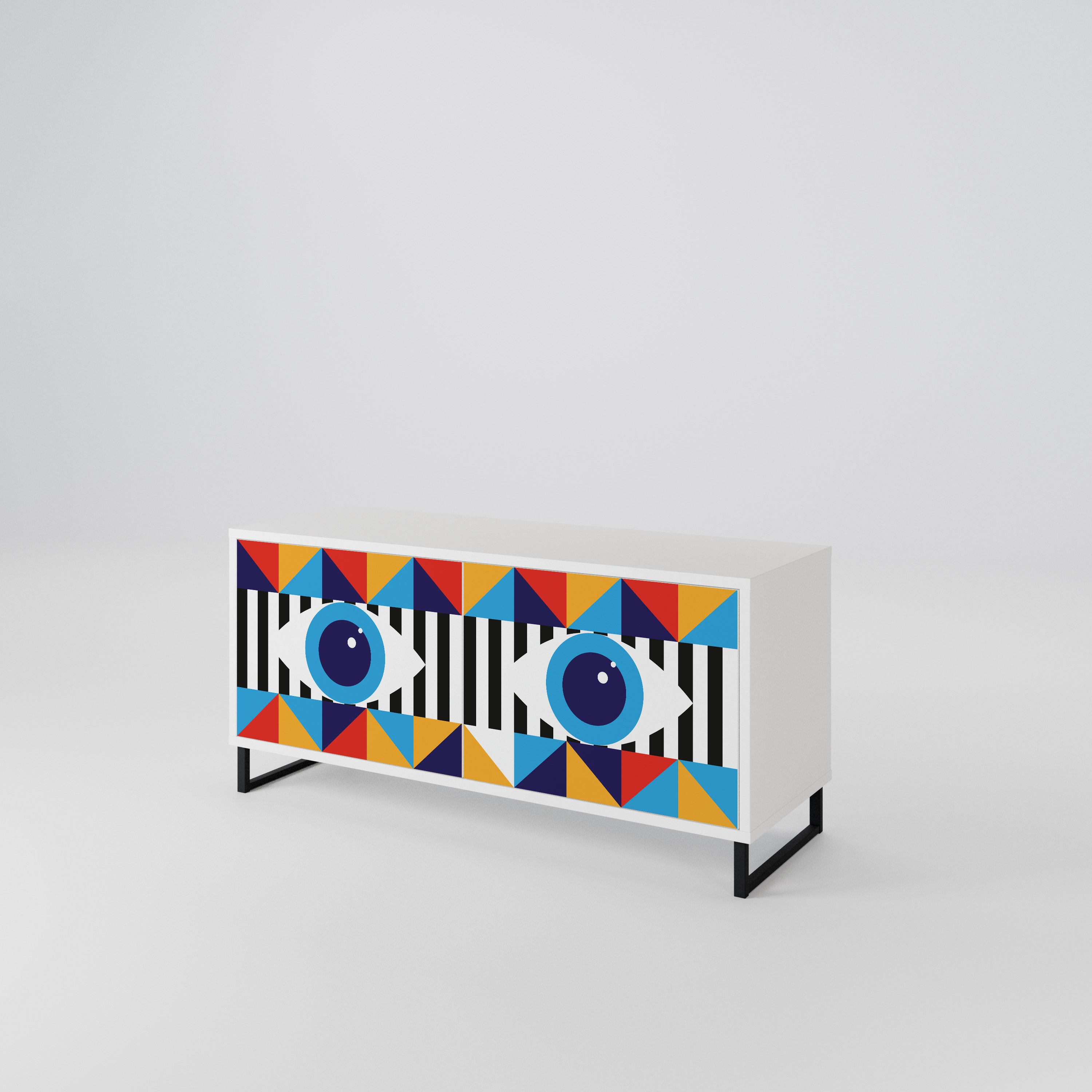 ABSTRACTION AND GEOMETRY Compact 2-Door TV Cabinet