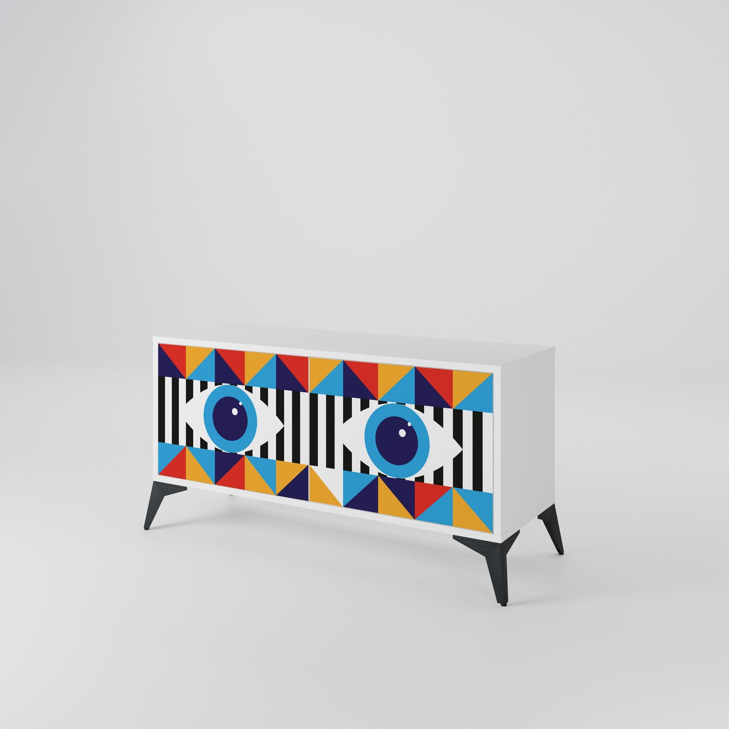 ABSTRACTION AND GEOMETRY Compact 2-Door TV Cabinet