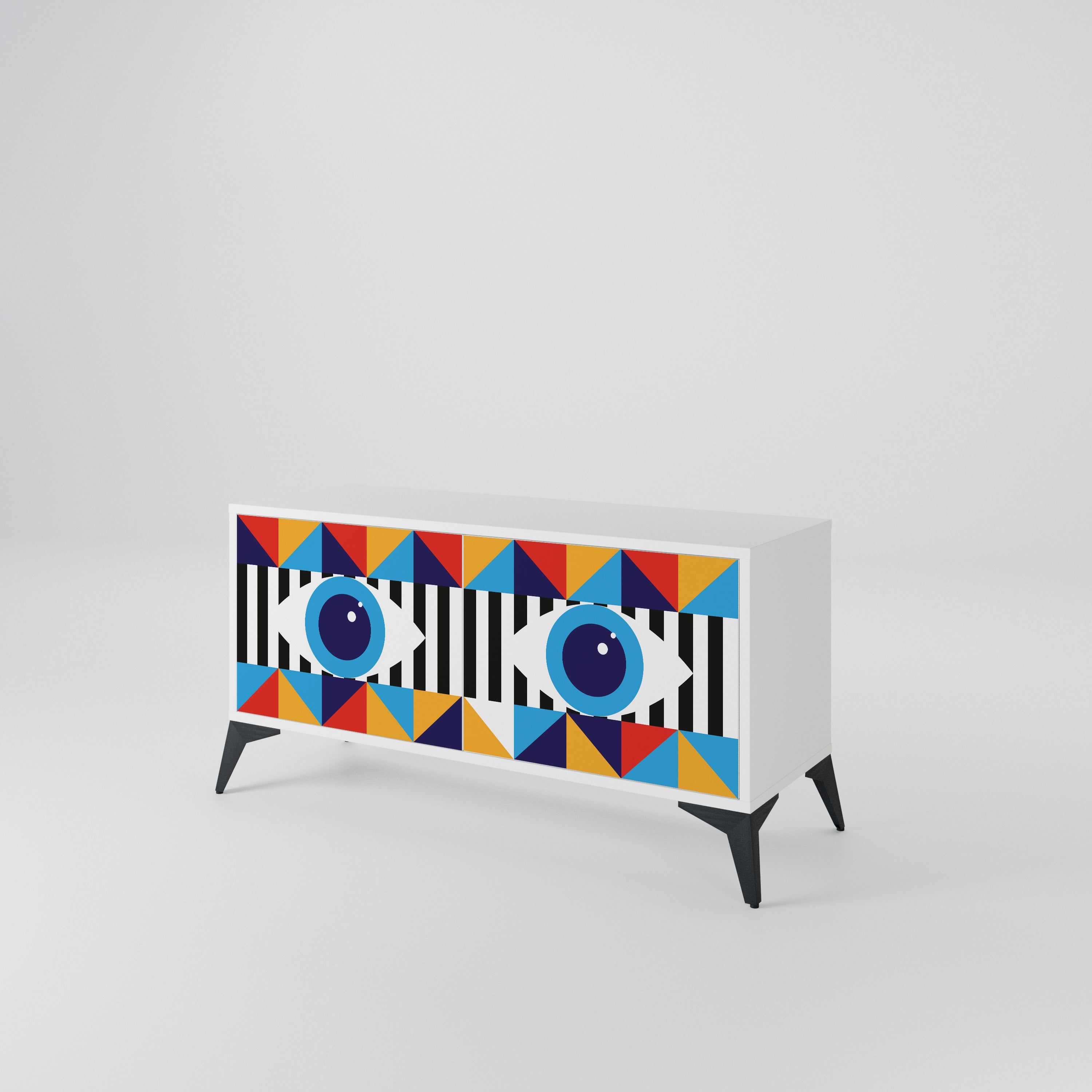 ABSTRACTION AND GEOMETRY Compact 2-Door TV Cabinet