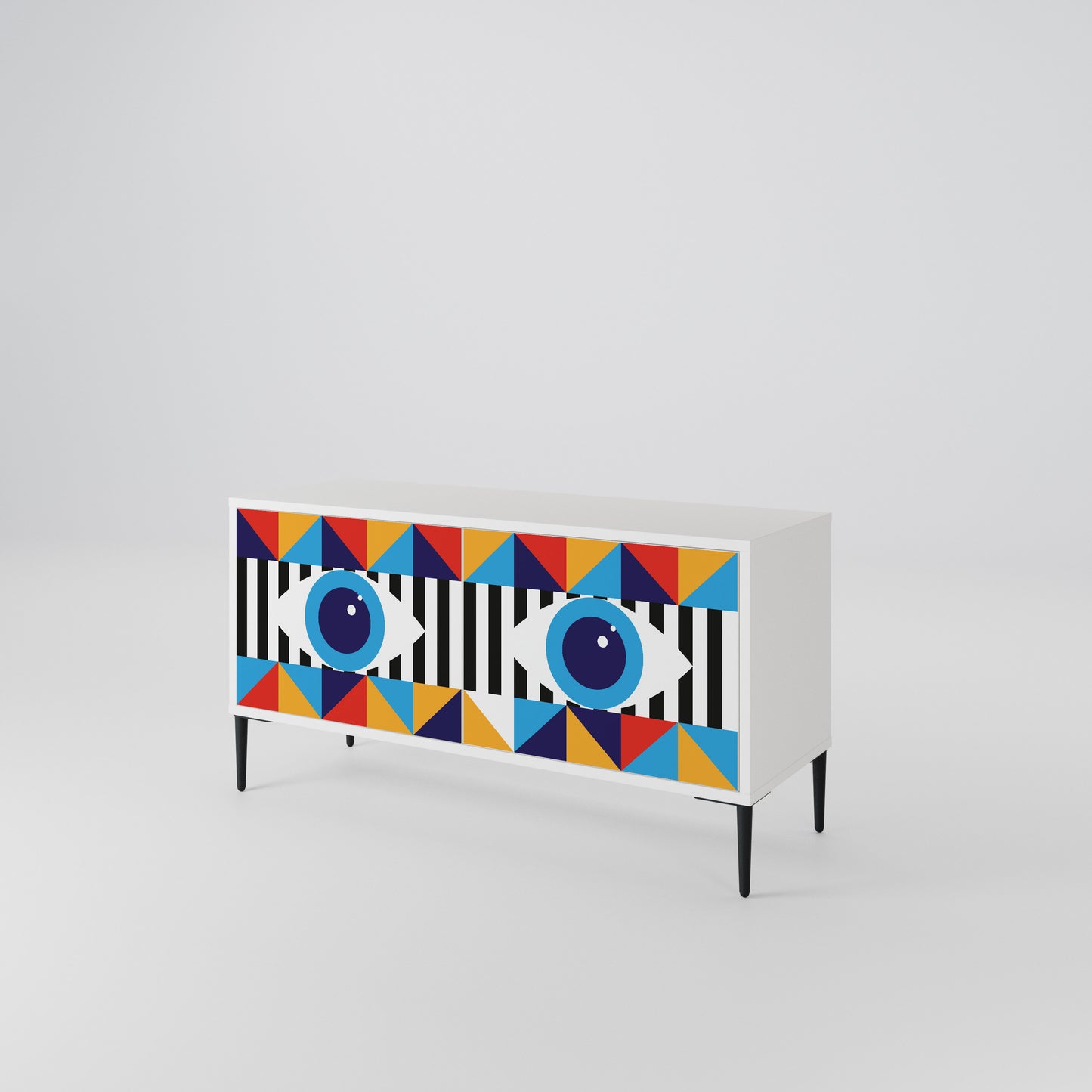 ABSTRACTION AND GEOMETRY Compact 2-Door TV Cabinet