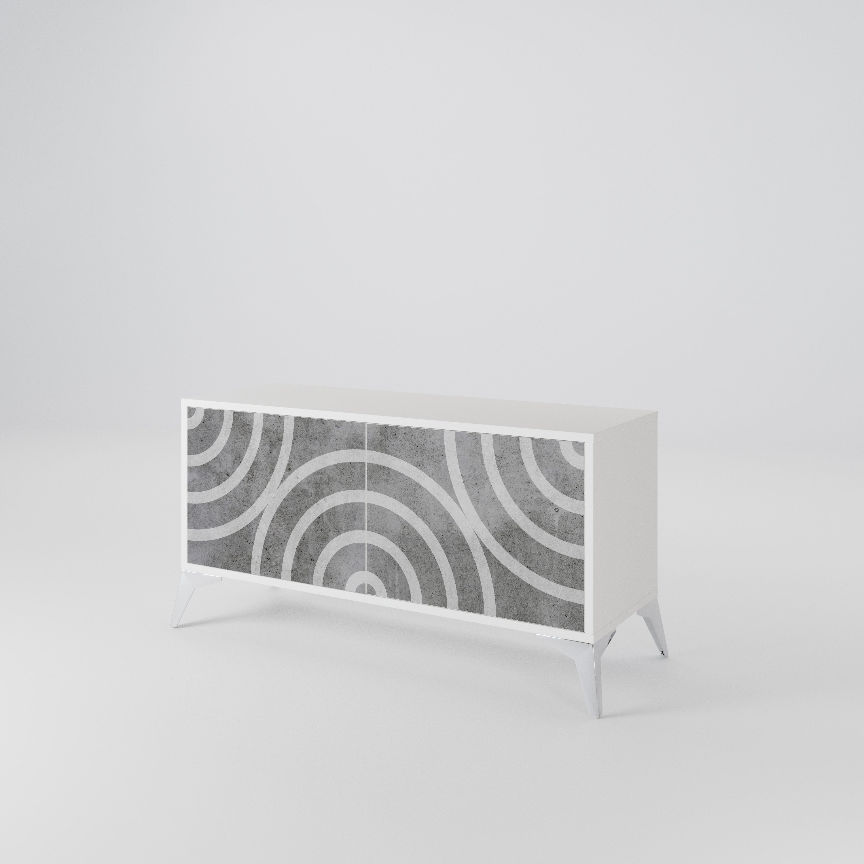 CIRCLE CONCRETE Compact 2-Door TV Cabinet