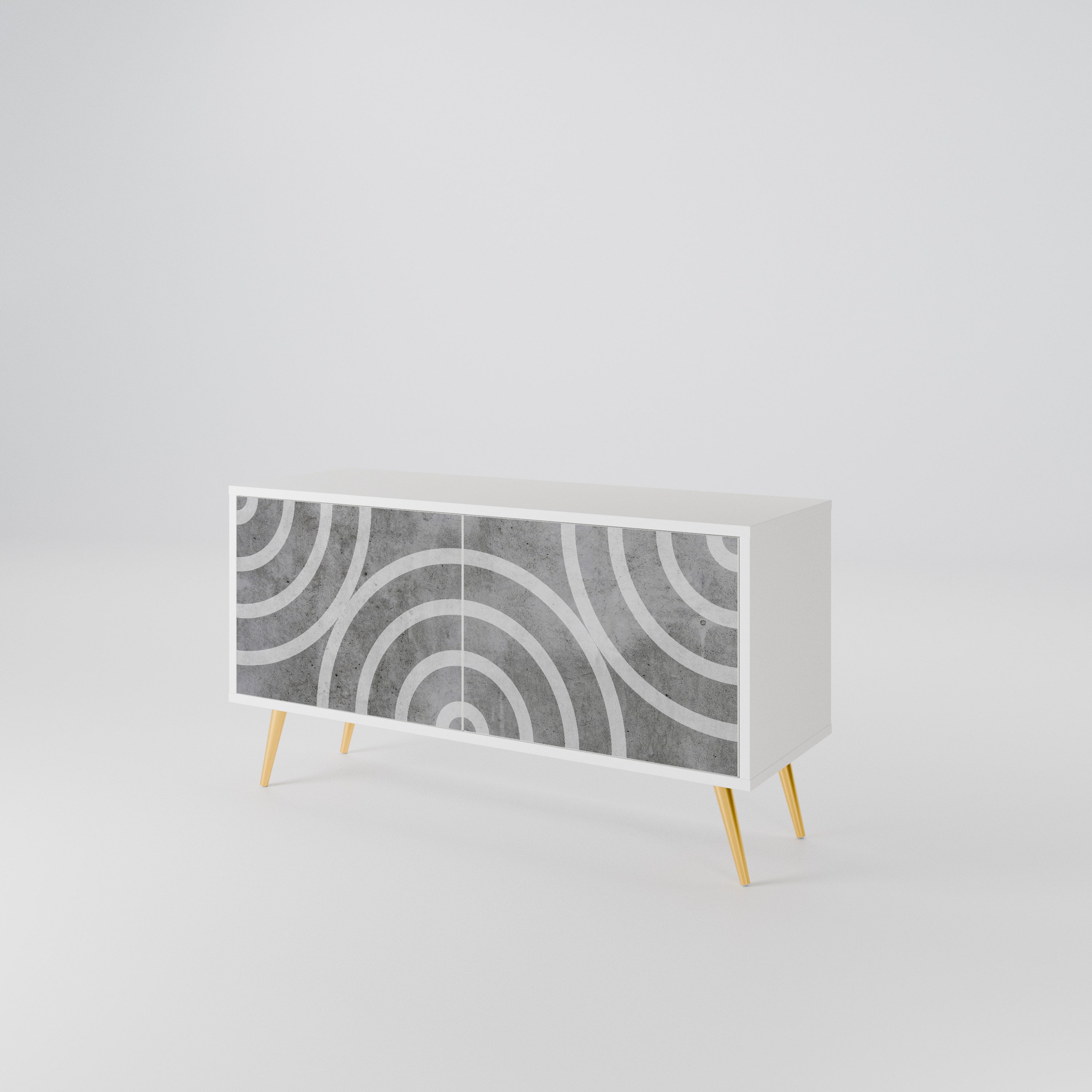 CIRCLE CONCRETE Compact 2-Door TV Cabinet