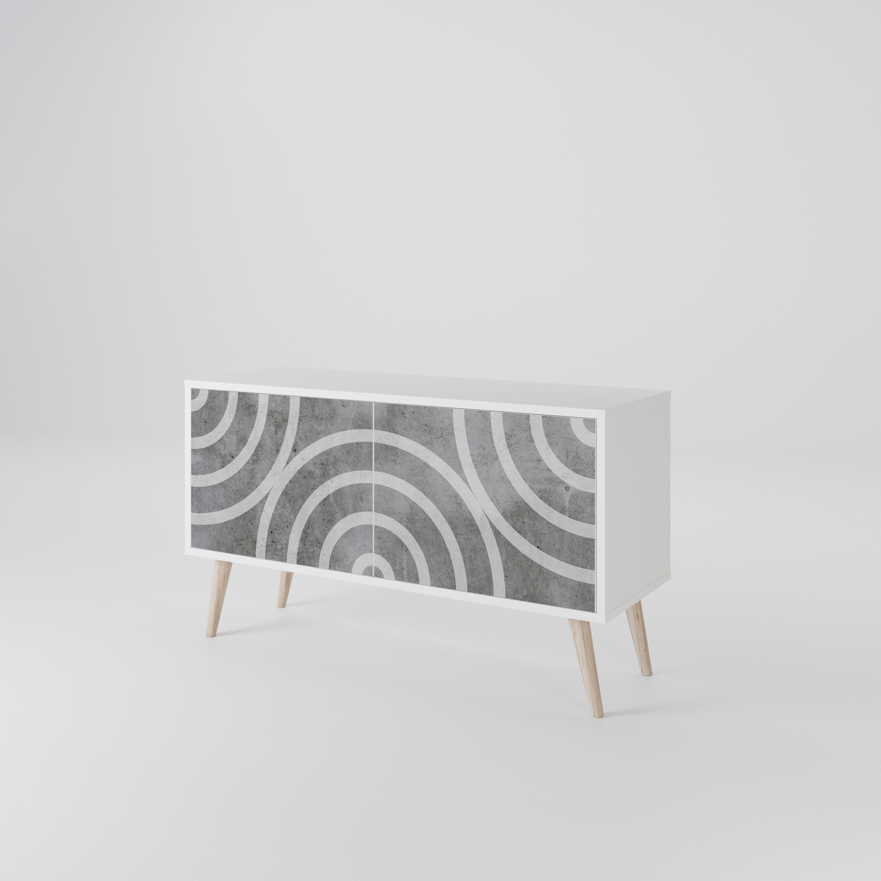 CIRCLE CONCRETE Compact 2-Door TV Cabinet