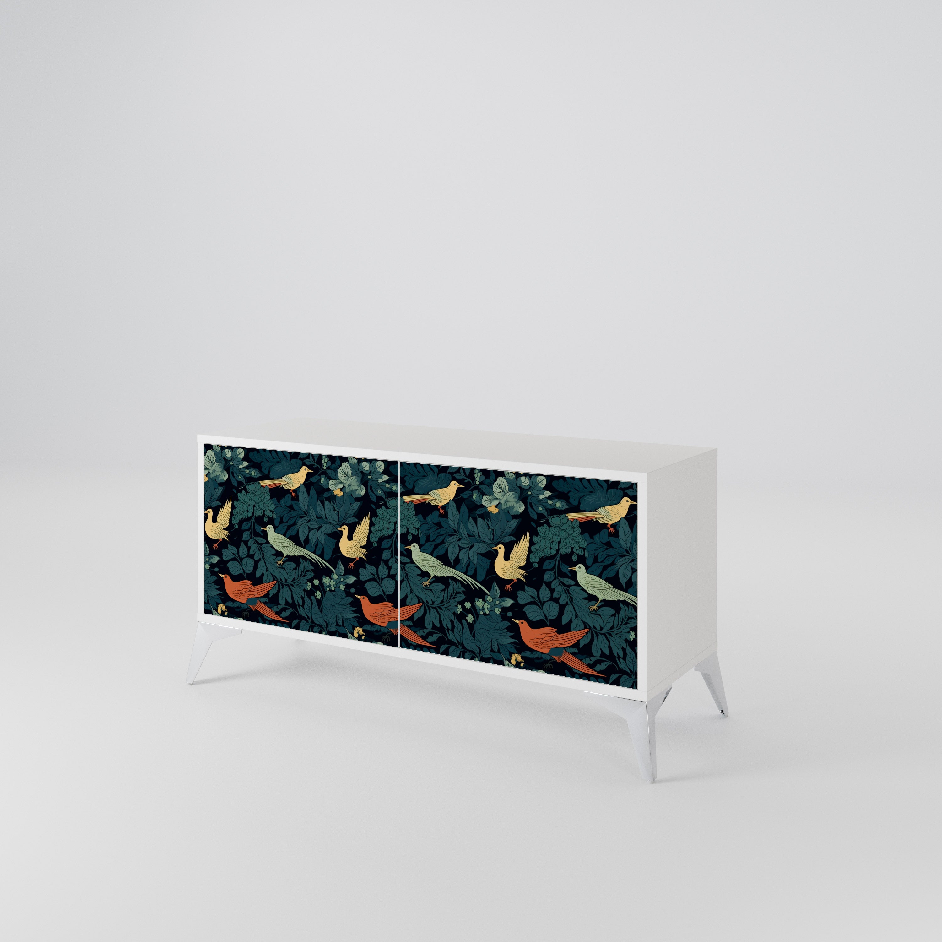 FOWL ORNAMENT Compact 2-Door TV Cabinet