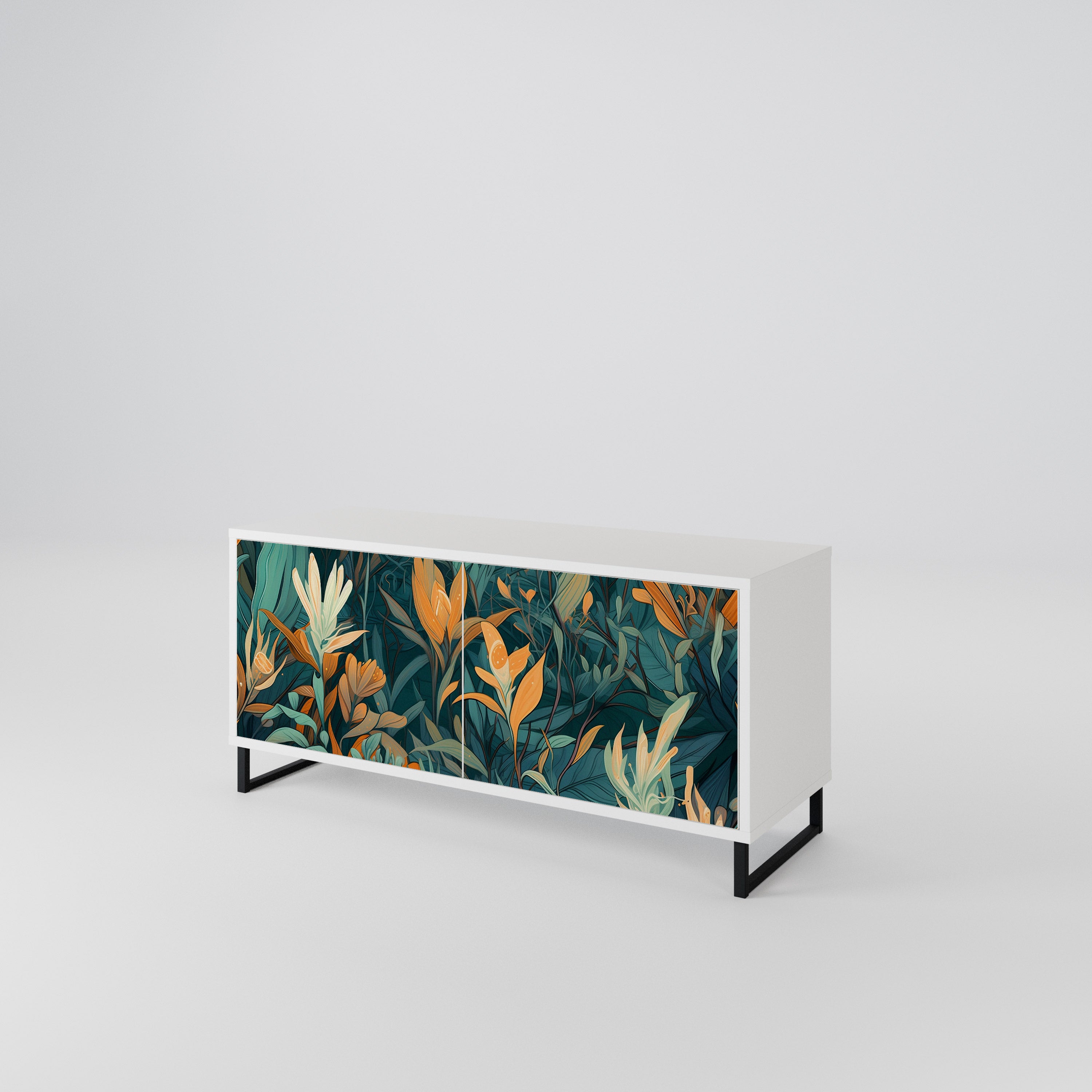 FLORAL SERENITY Compact 2-Door TV Cabinet
