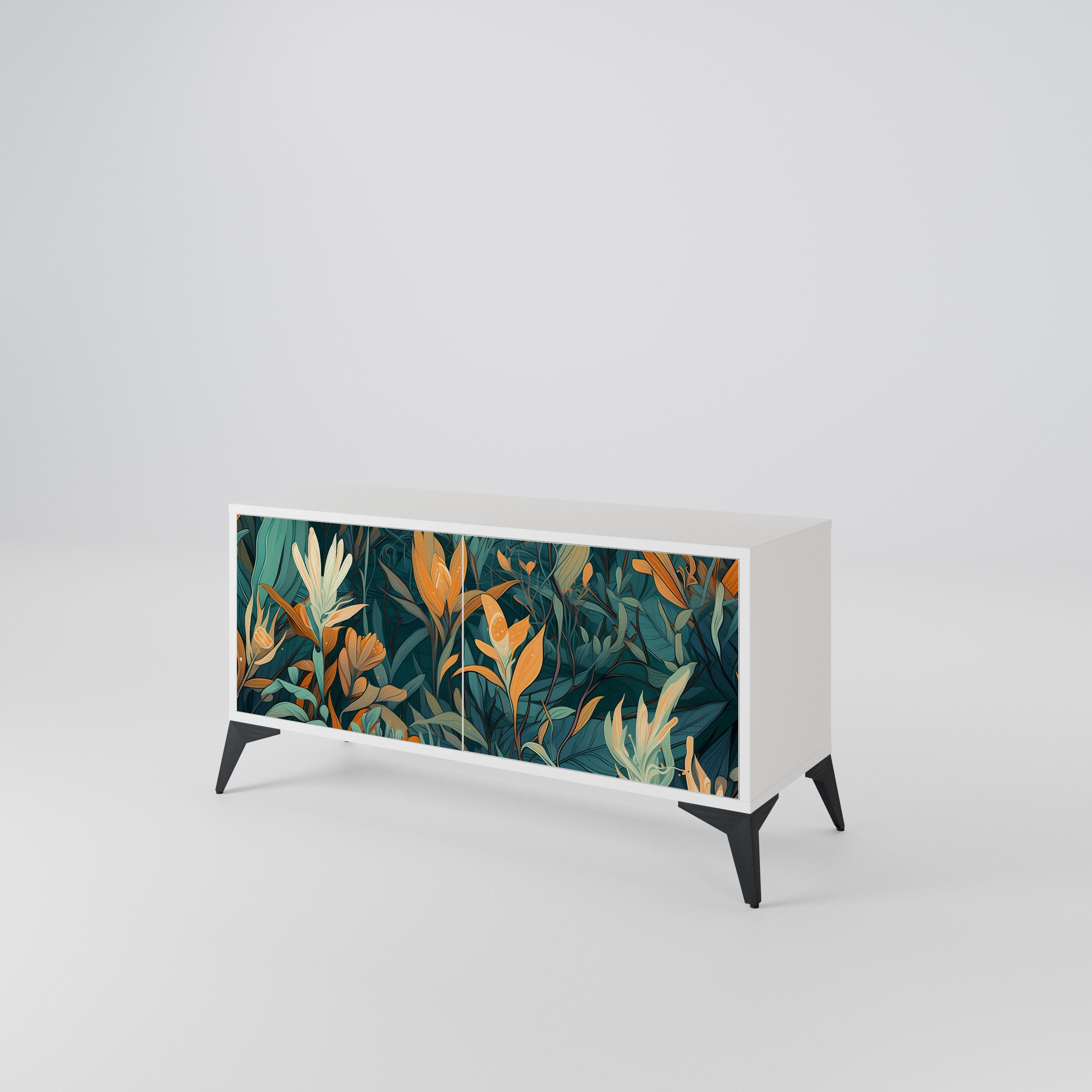 FLORAL SERENITY Compact 2-Door TV Cabinet