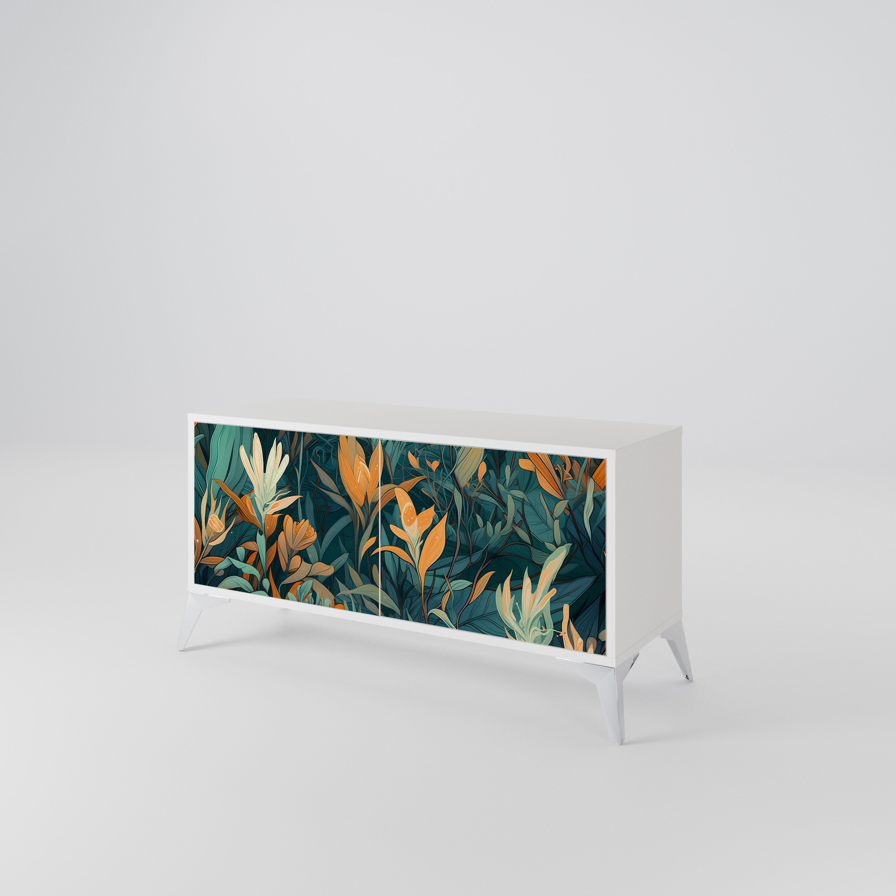 FLORAL SERENITY Compact 2-Door TV Cabinet