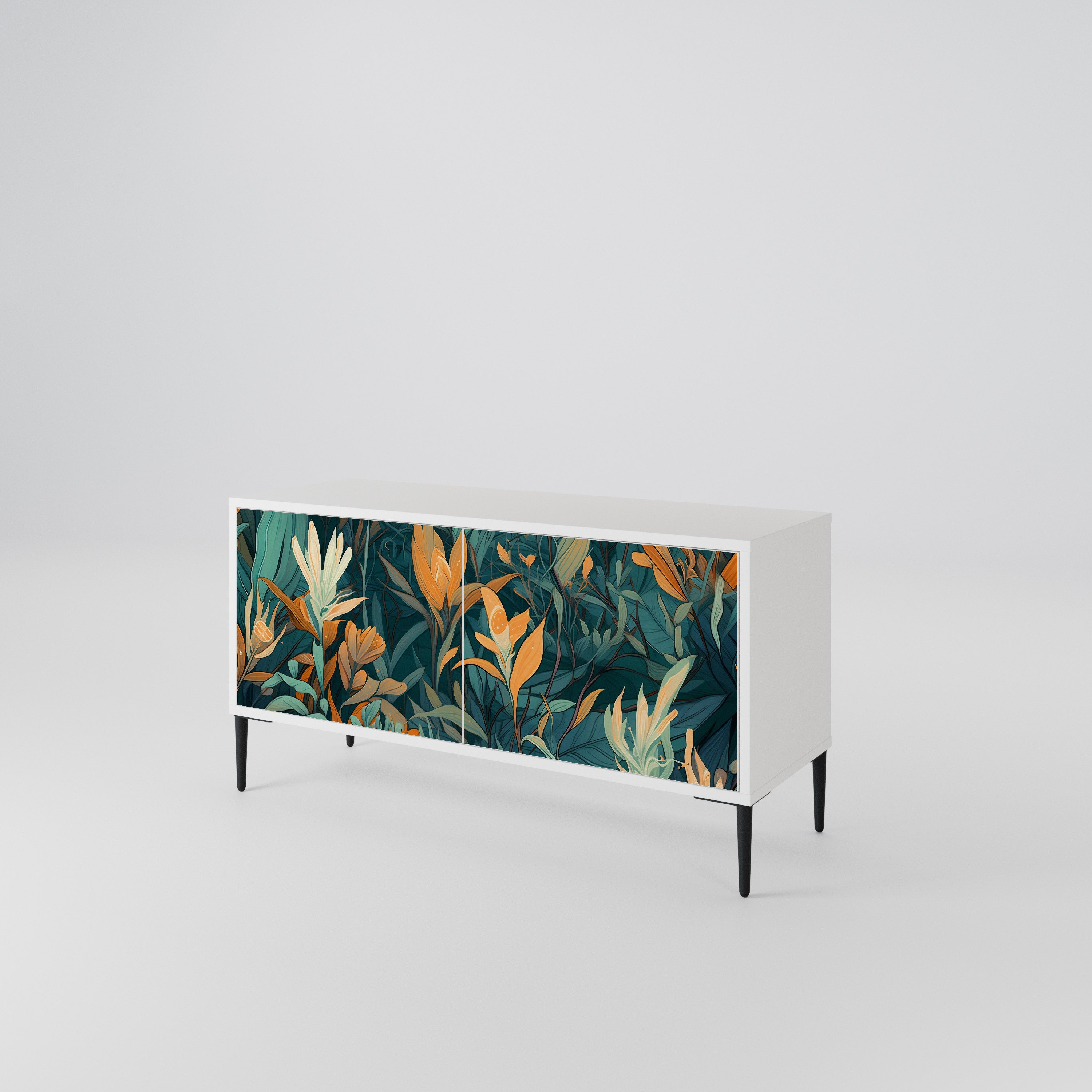 FLORAL SERENITY Compact 2-Door TV Cabinet