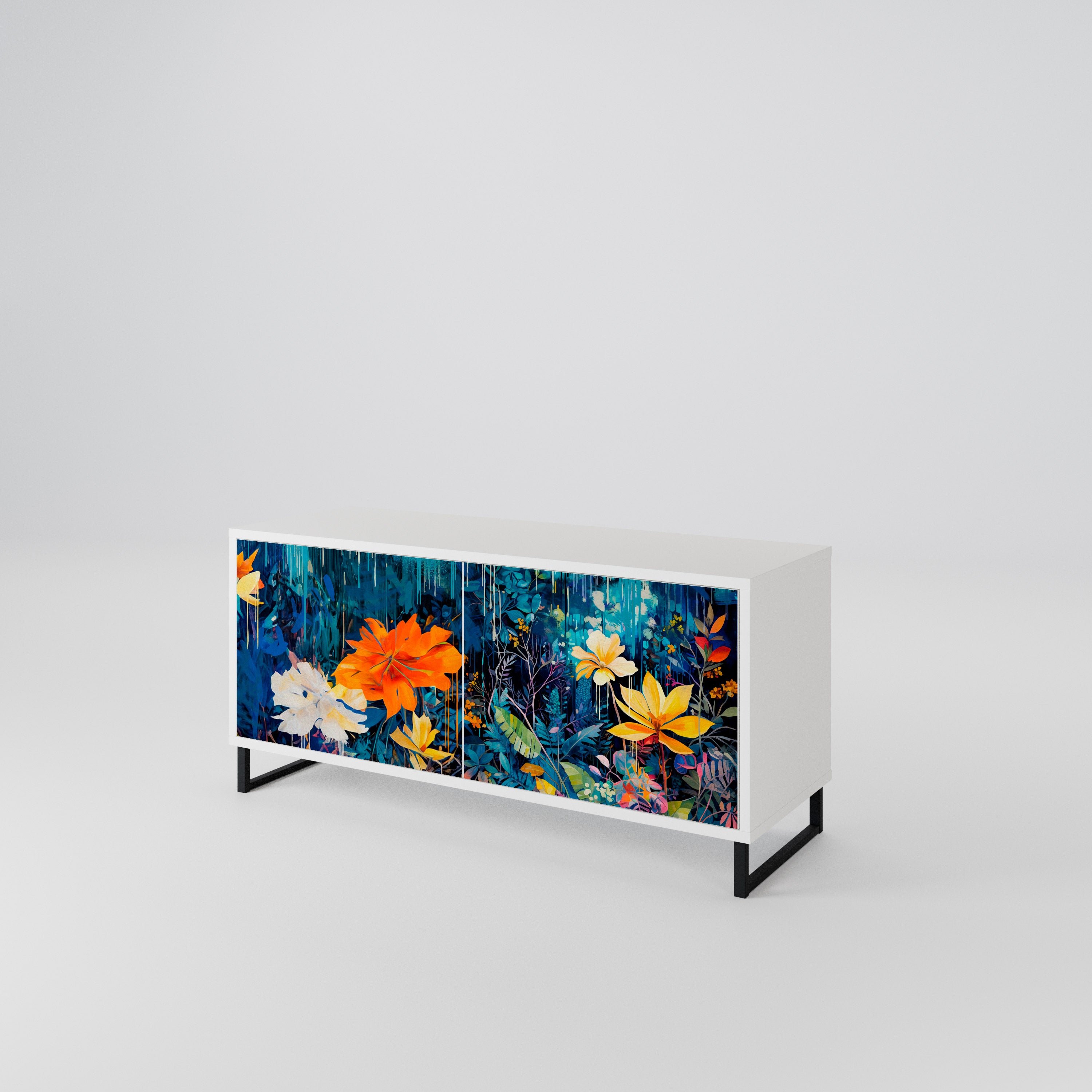 MIDNIGHT BLOSSOM Compact 2-Door TV Cabinet