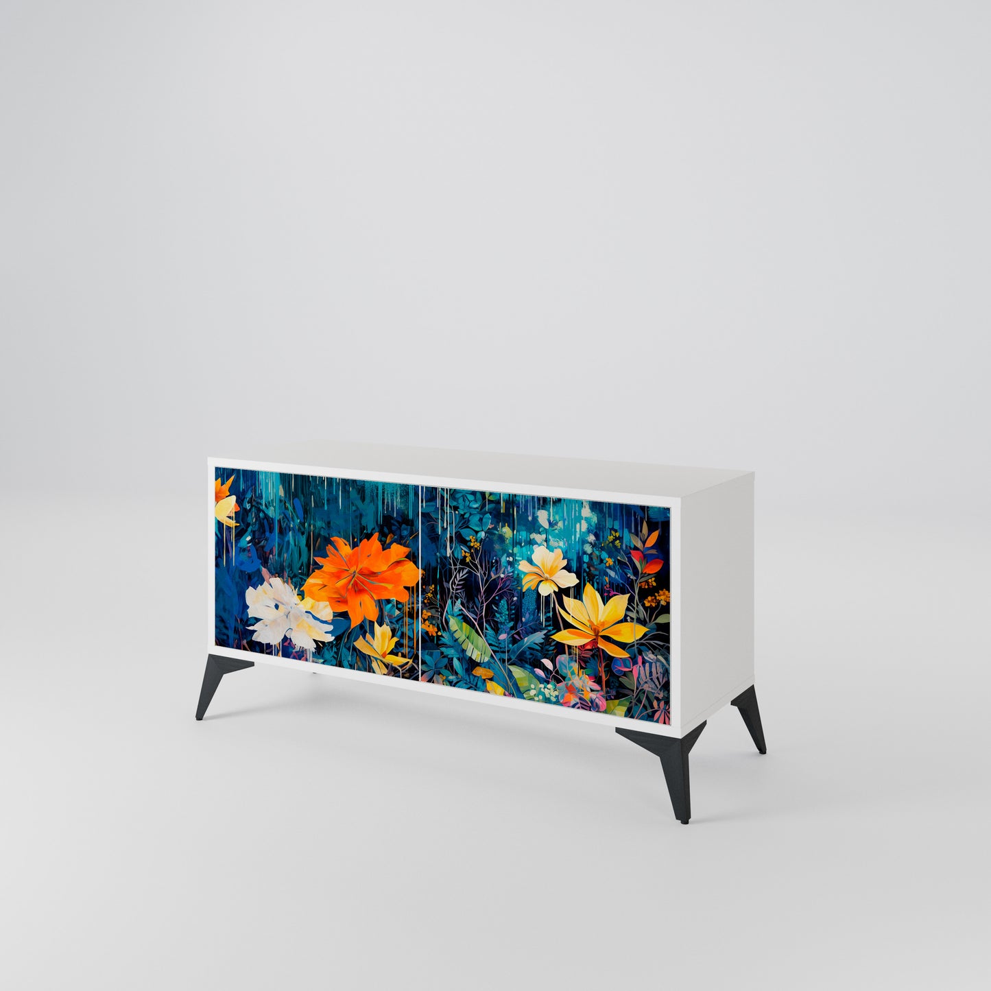 MIDNIGHT BLOSSOM Compact 2-Door TV Cabinet