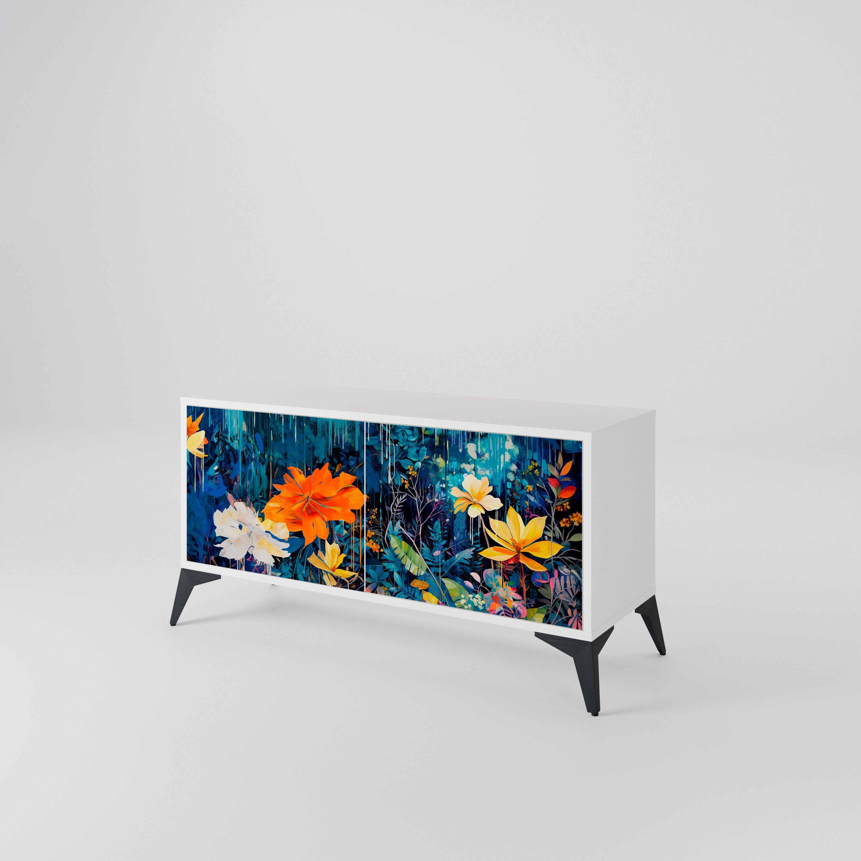 MIDNIGHT BLOSSOM Compact 2-Door TV Cabinet