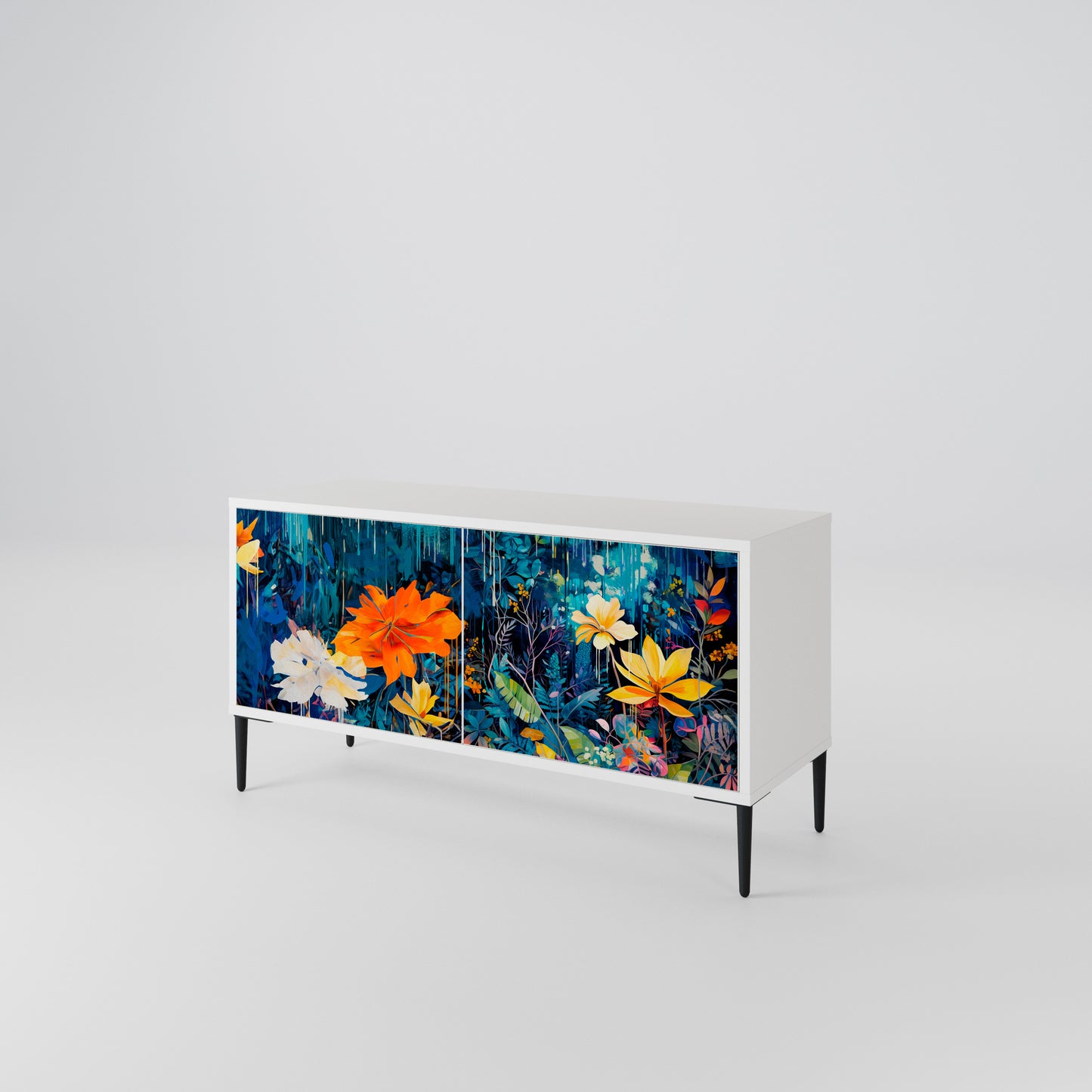 MIDNIGHT BLOSSOM Compact 2-Door TV Cabinet