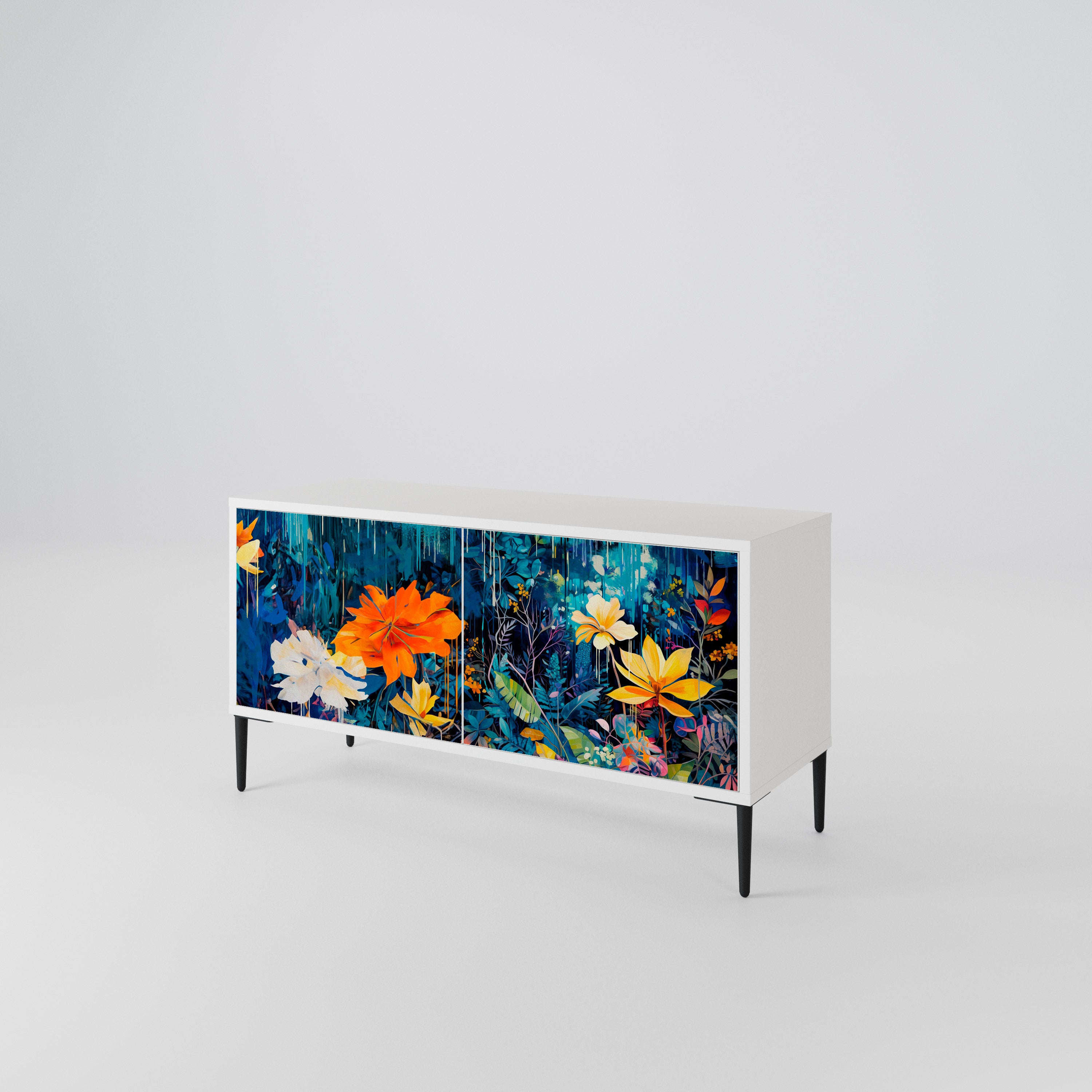 MIDNIGHT BLOSSOM Compact 2-Door TV Cabinet