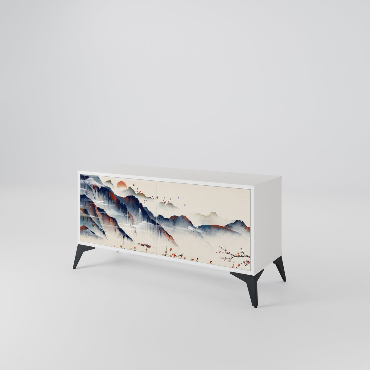 JAPANESE LANDSCAPE Compact 2-Door TV Cabinet