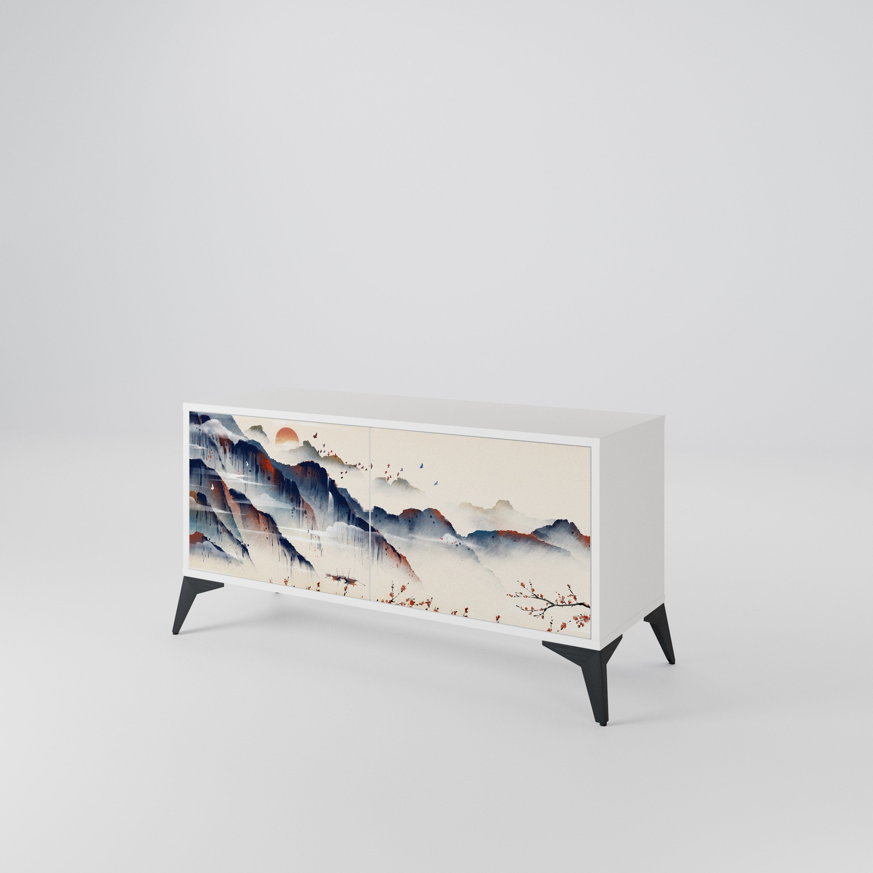 JAPANESE LANDSCAPE Compact 2-Door TV Cabinet