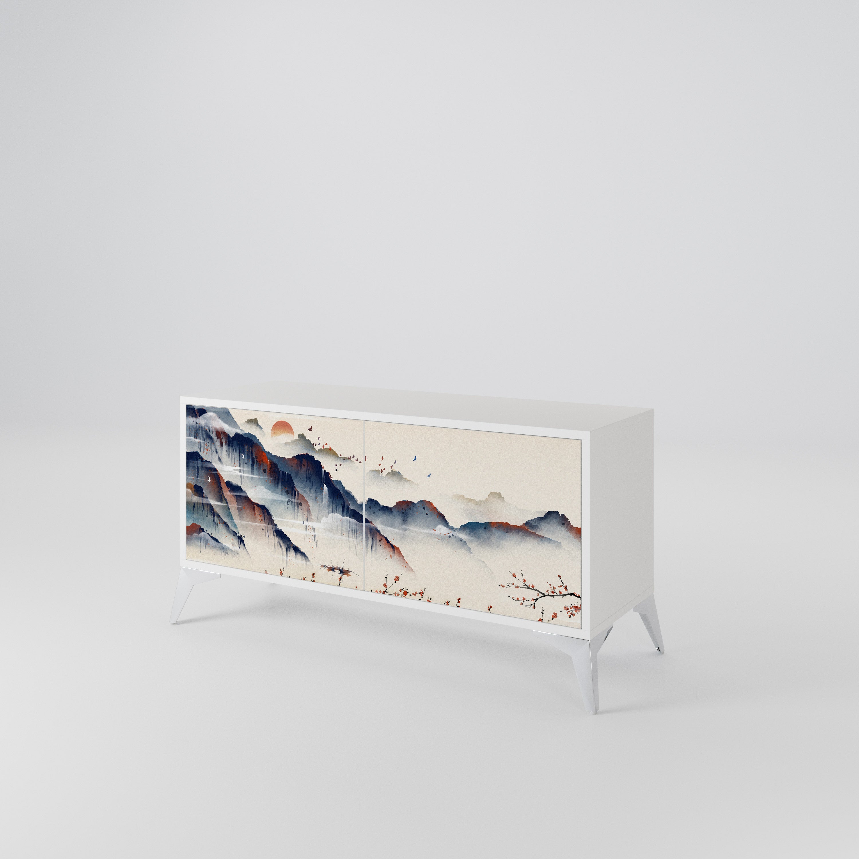 JAPANESE LANDSCAPE Compact 2-Door TV Cabinet