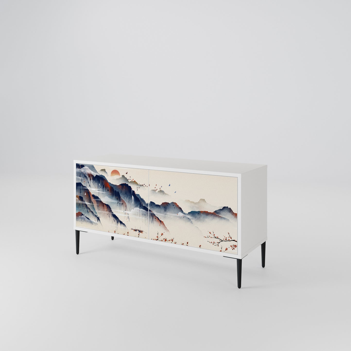 JAPANESE LANDSCAPE Compact 2-Door TV Cabinet
