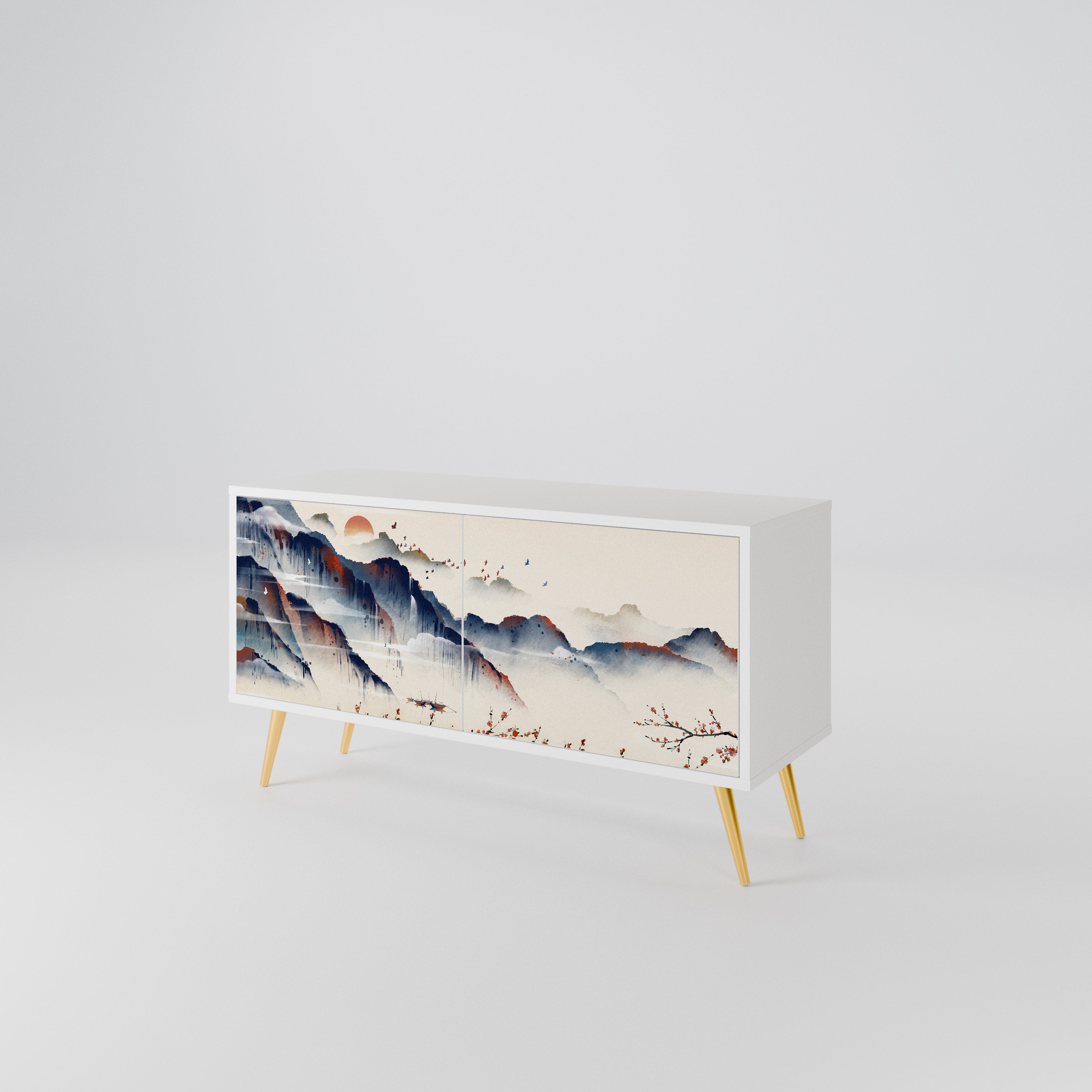 JAPANESE LANDSCAPE Compact 2-Door TV Cabinet