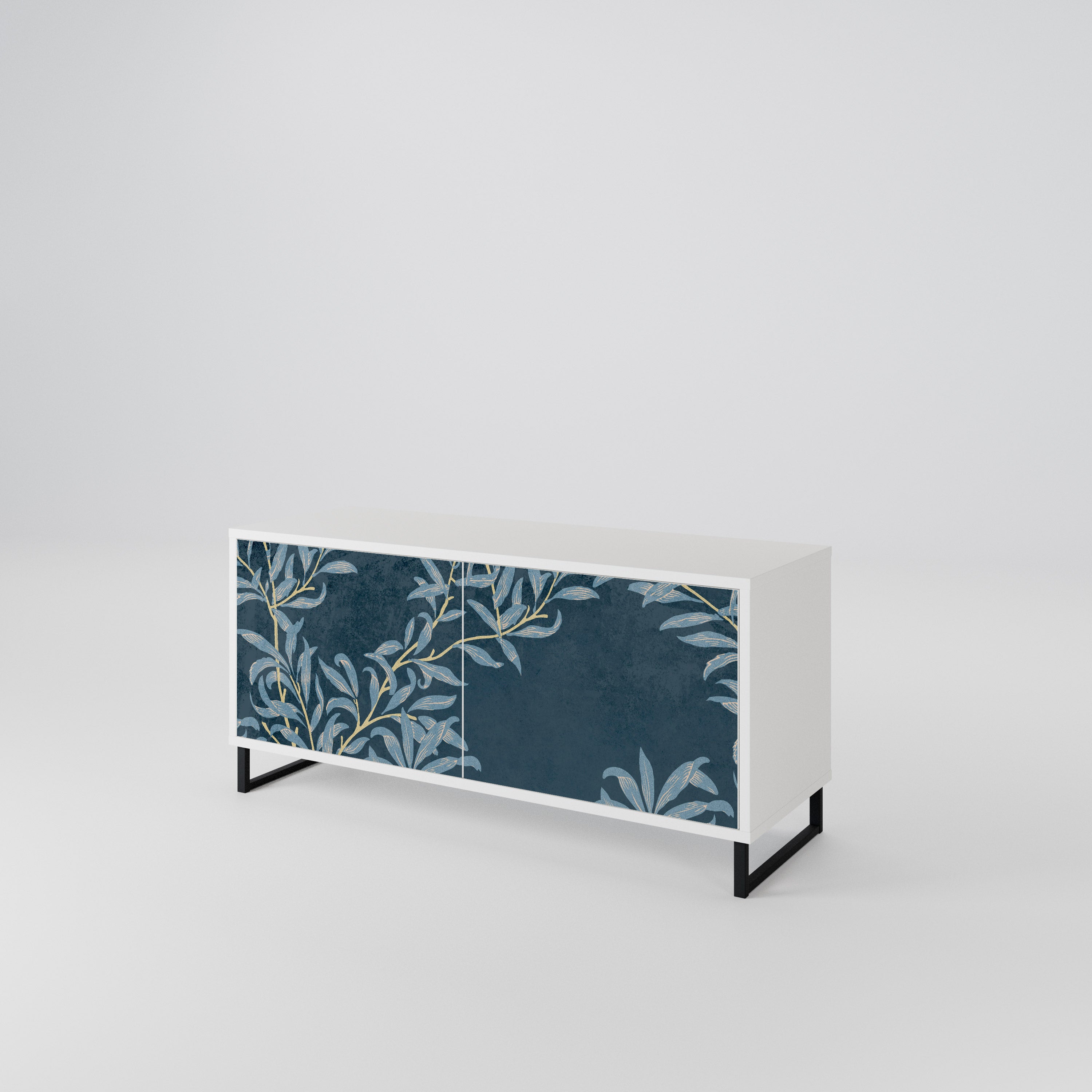 BLUE LEAVES Compact 2-Door TV Cabinet