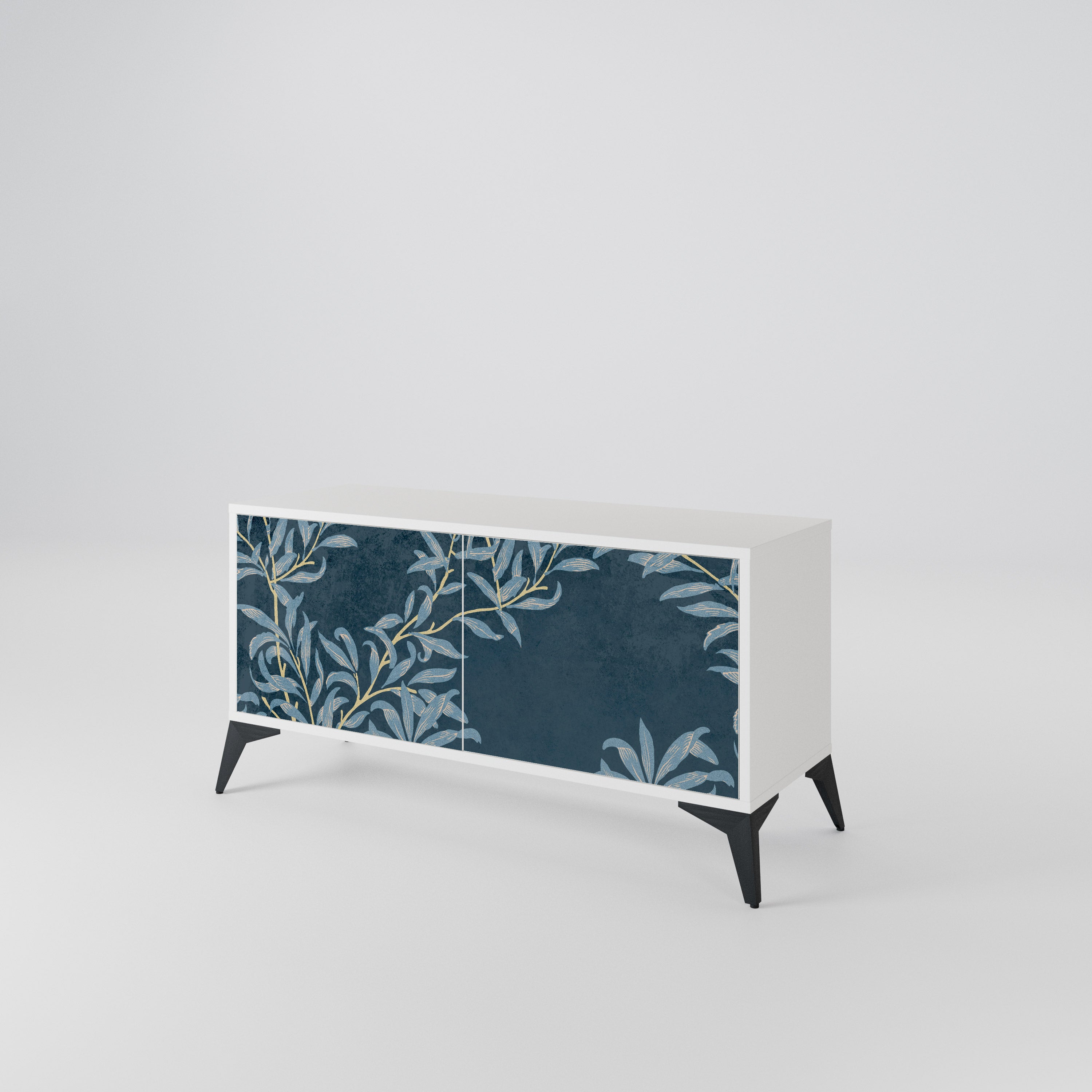 BLUE LEAVES Compact 2-Door TV Cabinet