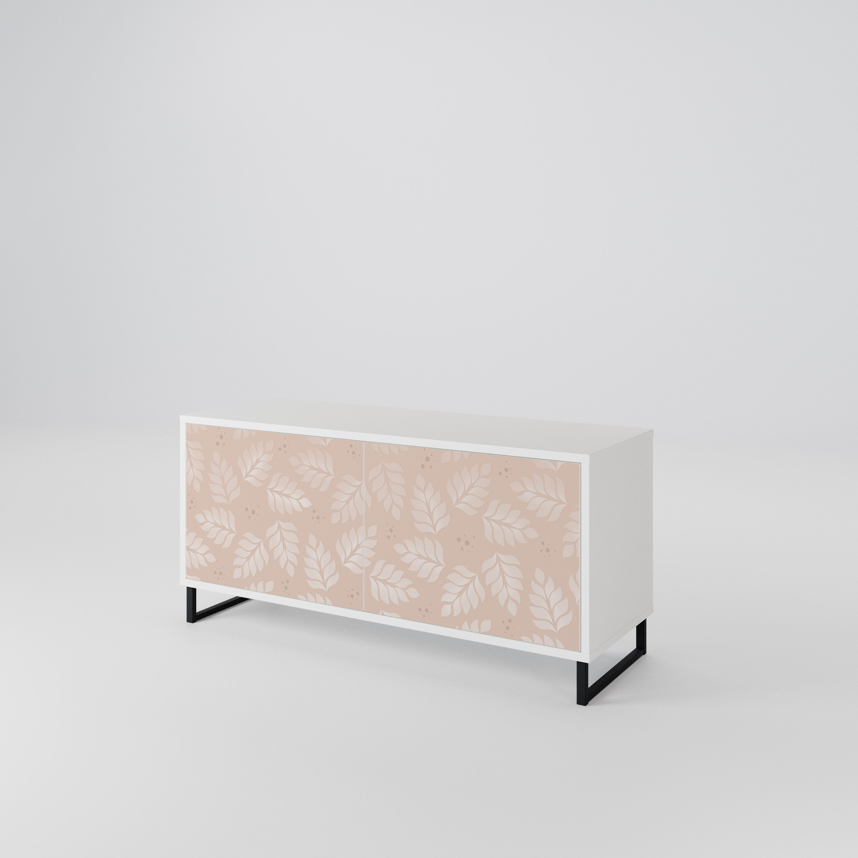 LEAVES ON BEIGE Compact 2-Door TV Cabinet