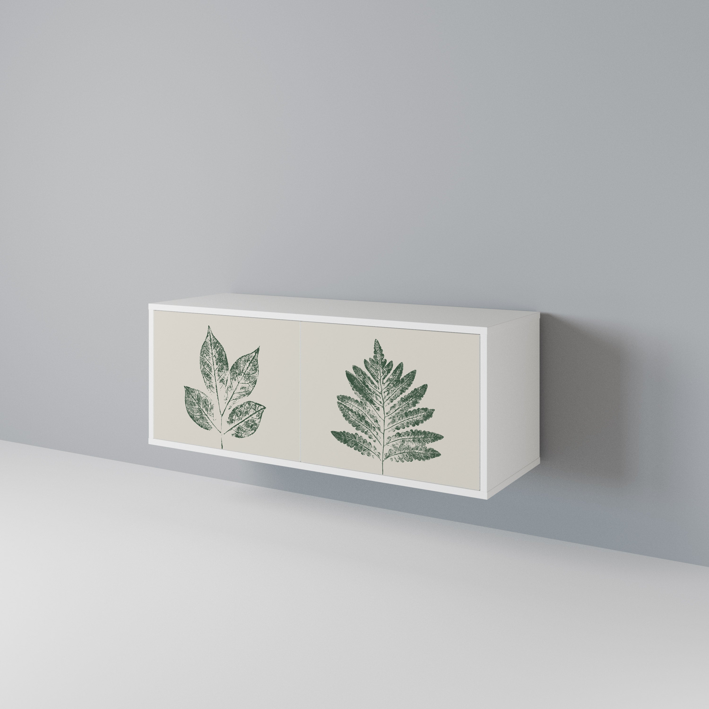 GREEN LEAFY STAMPS Compact 2-Door TV Cabinet