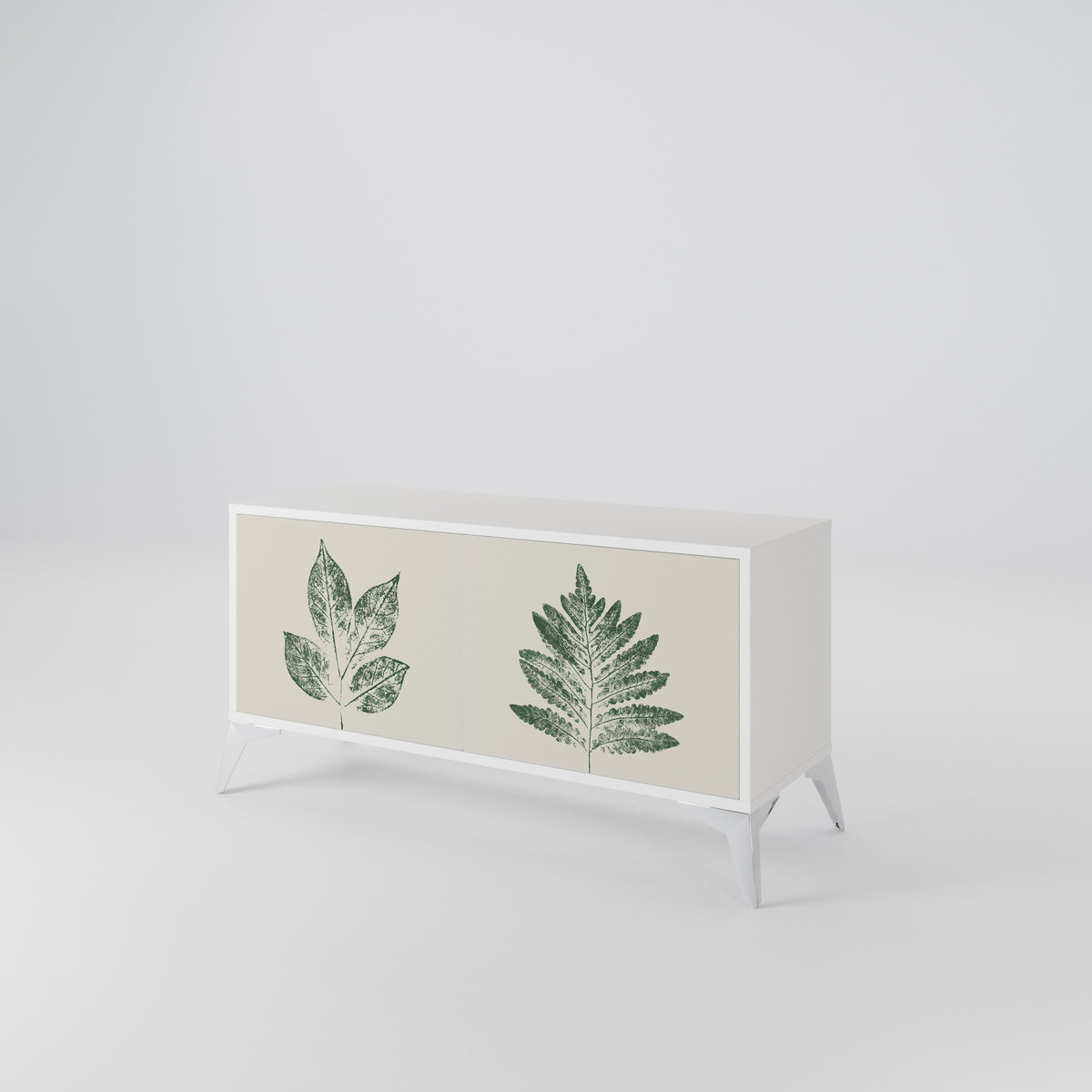 GREEN LEAFY STAMPS Compact 2-Door TV Cabinet