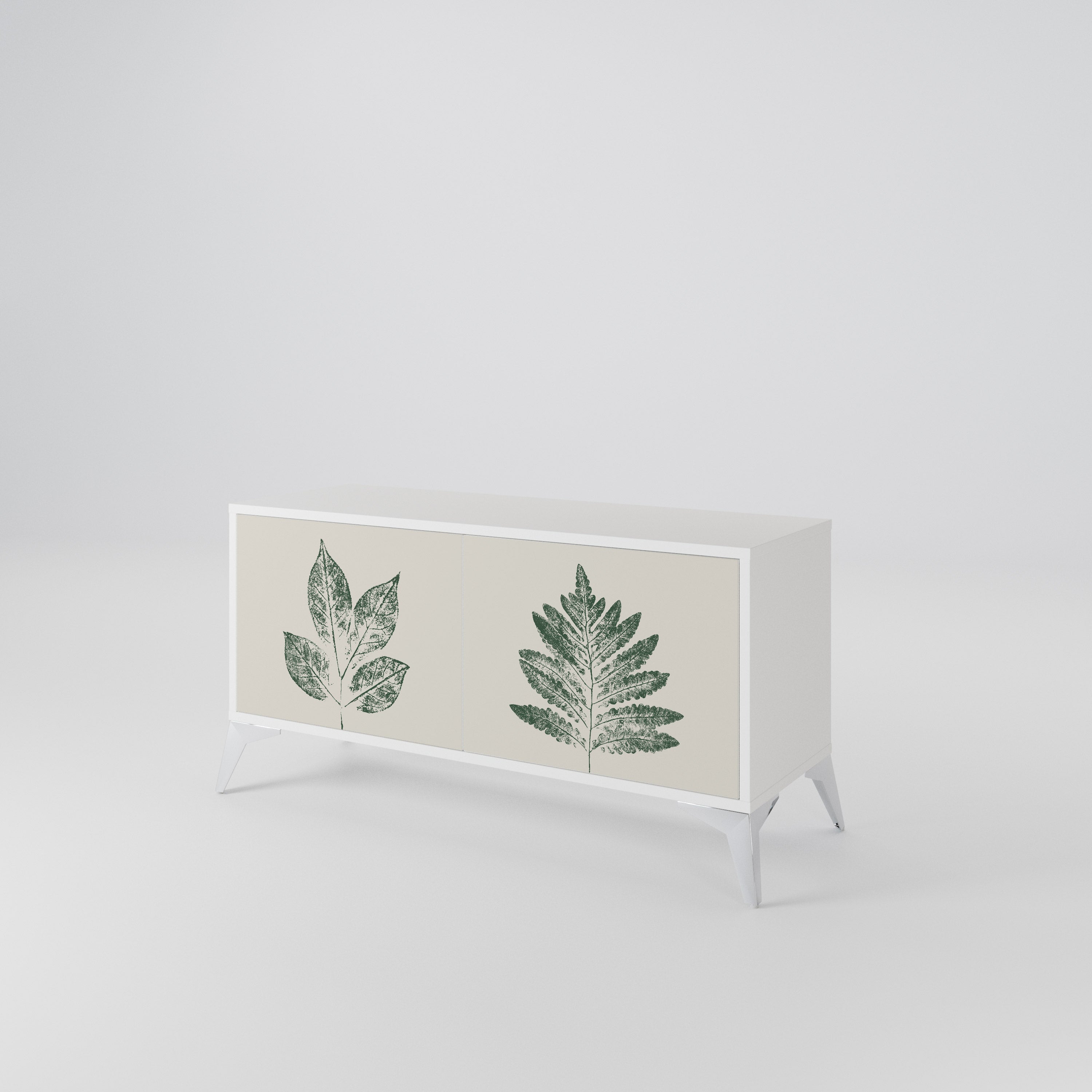 GREEN LEAFY STAMPS Compact 2-Door TV Cabinet
