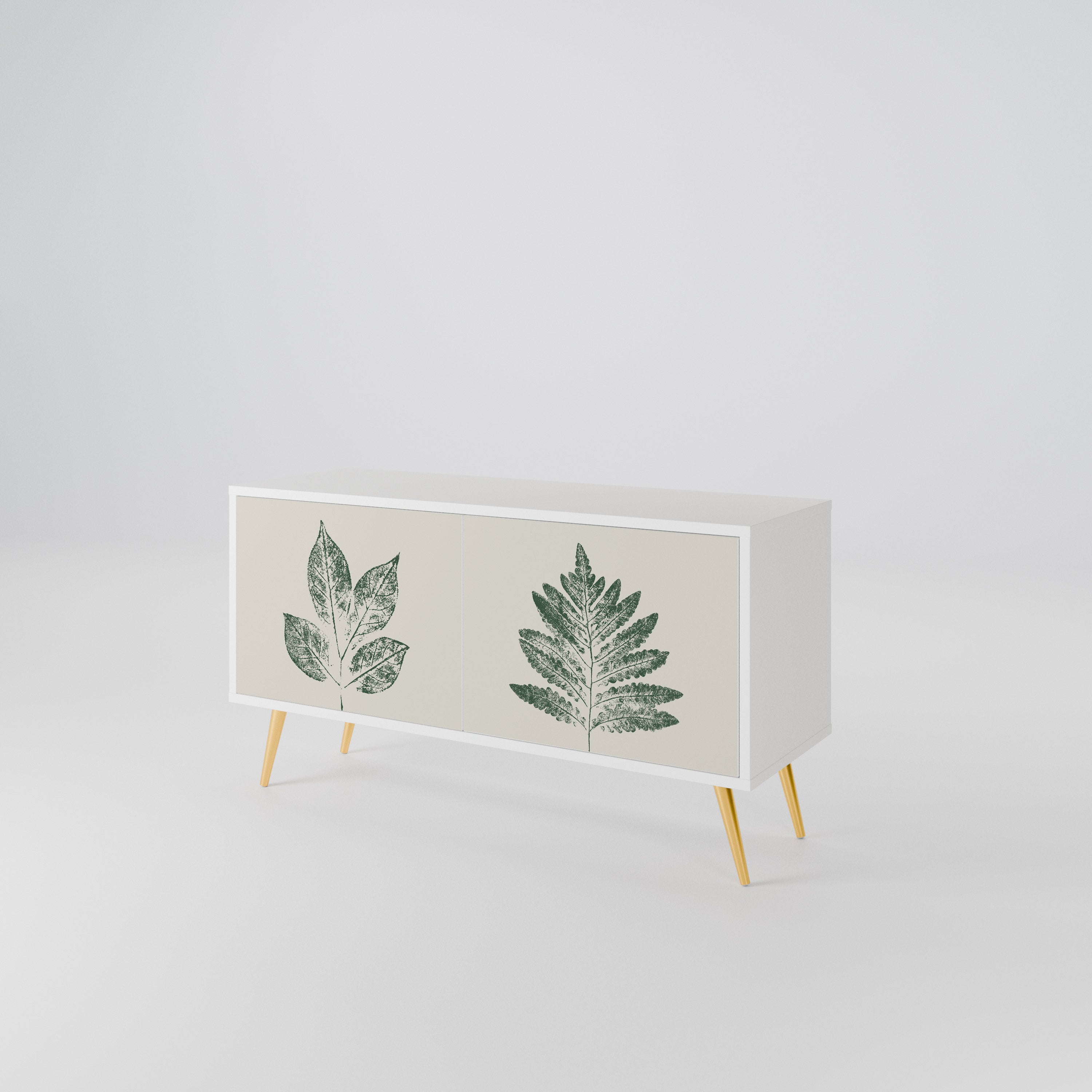 GREEN LEAFY STAMPS Compact 2-Door TV Cabinet