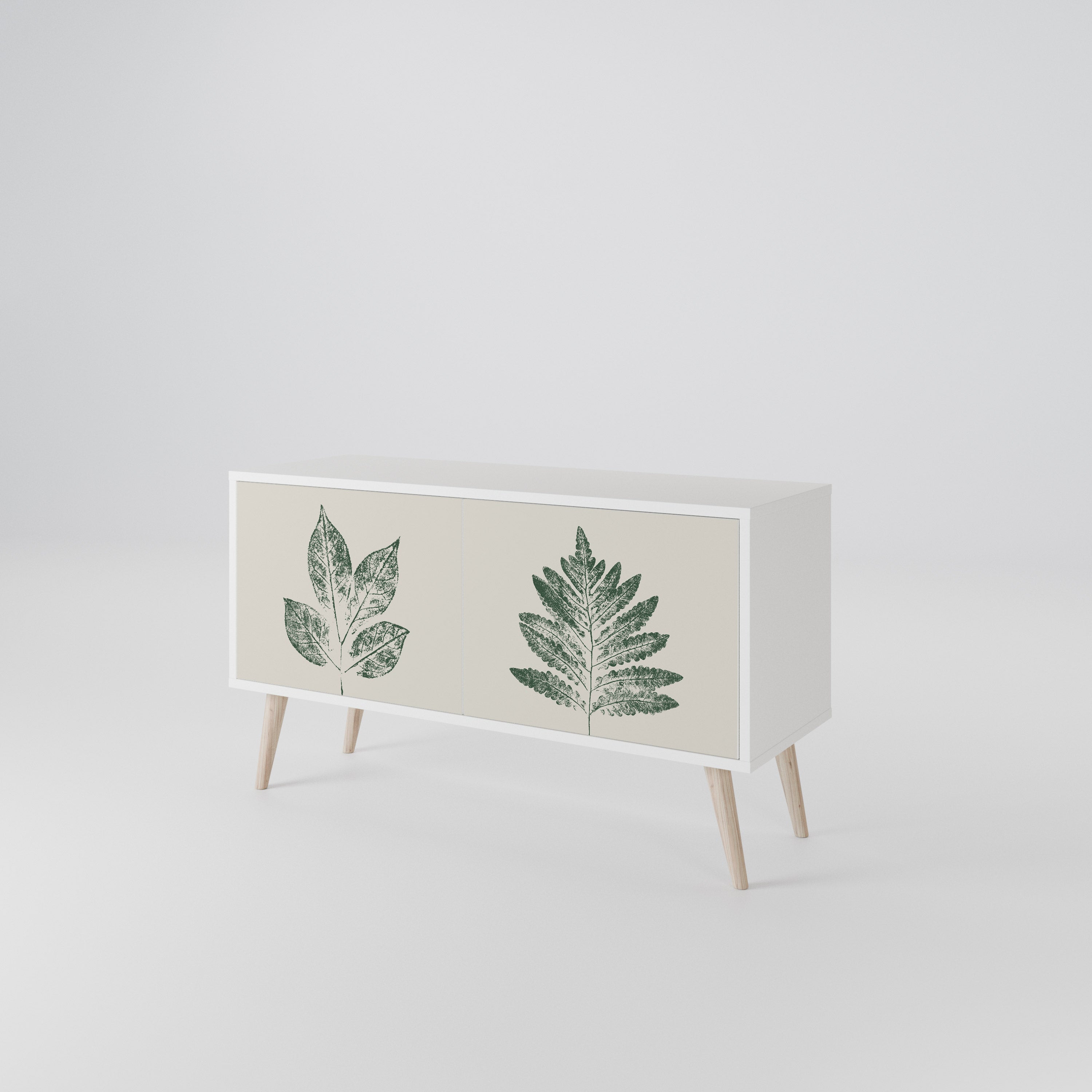 GREEN LEAFY STAMPS Compact 2-Door TV Cabinet