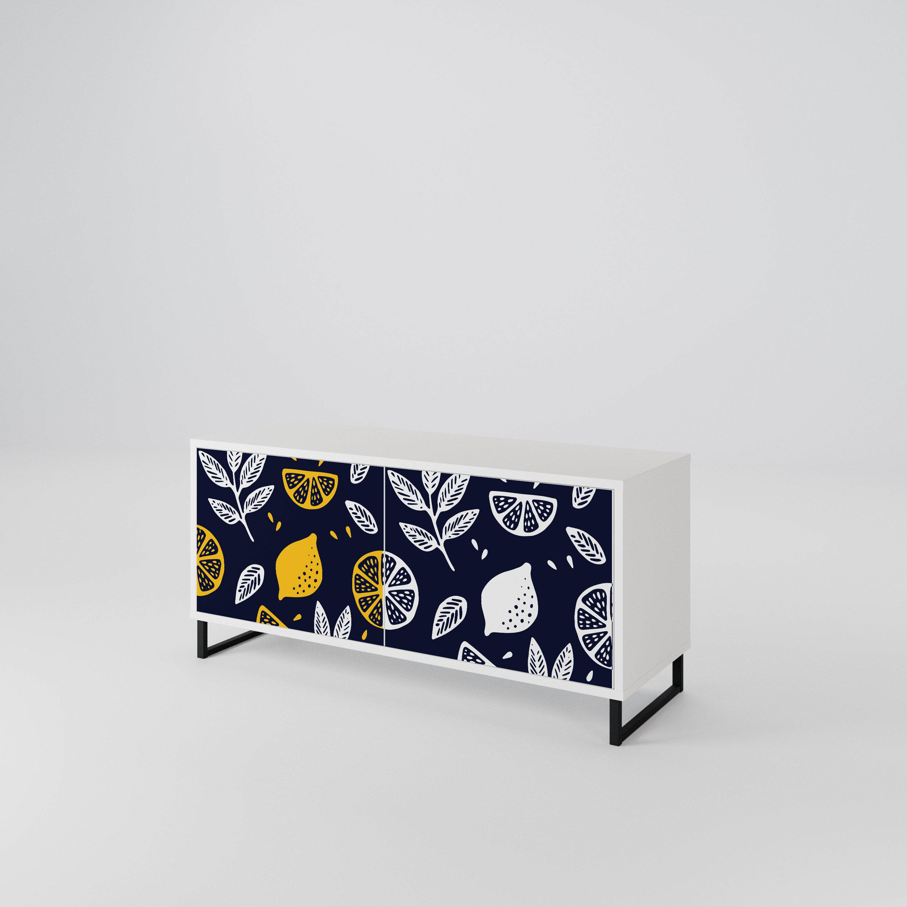 CITRUS BLACK AND WHITE Compact 2-Door TV Cabinet