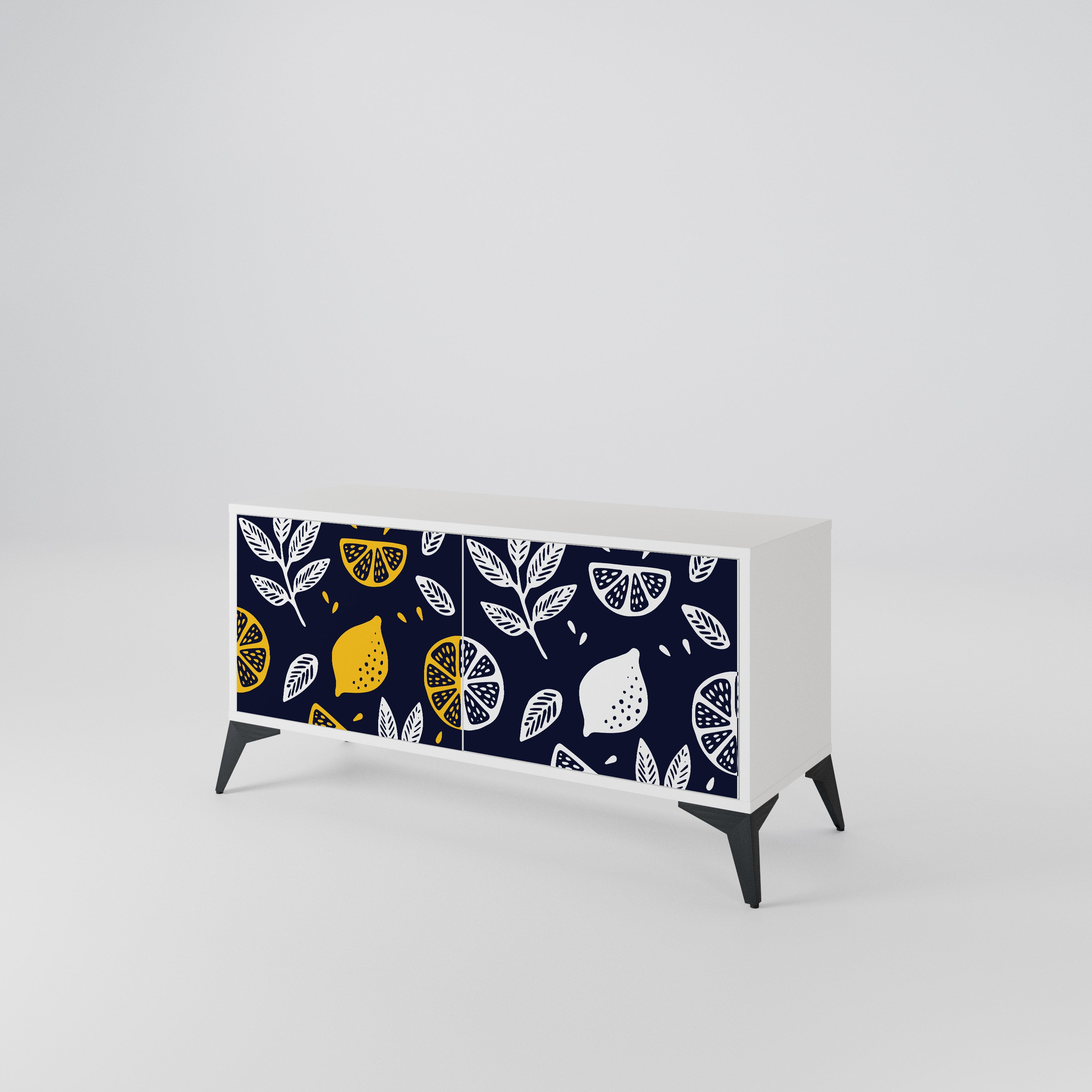 CITRUS BLACK AND WHITE Compact 2-Door TV Cabinet