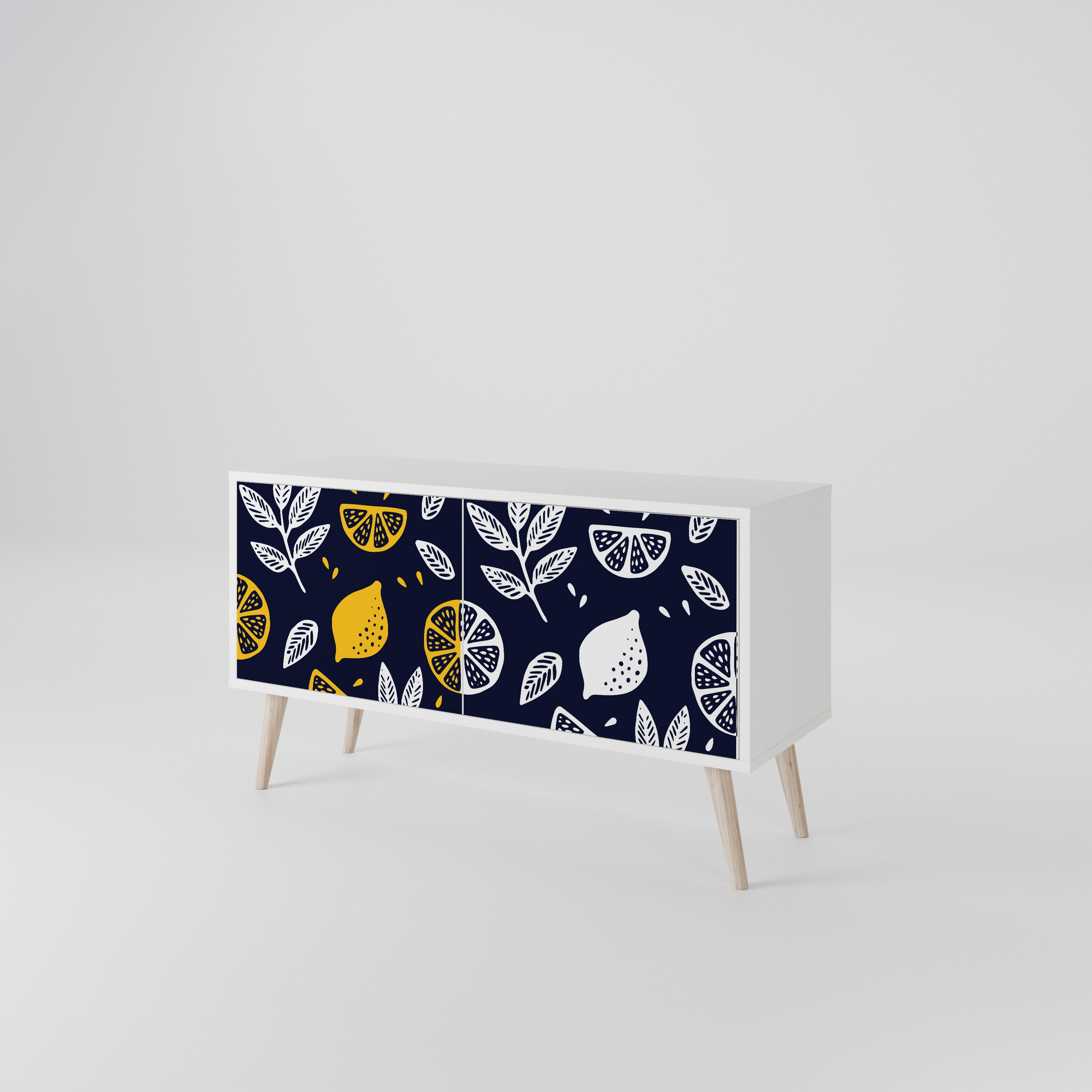 CITRUS BLACK AND WHITE Compact 2-Door TV Cabinet