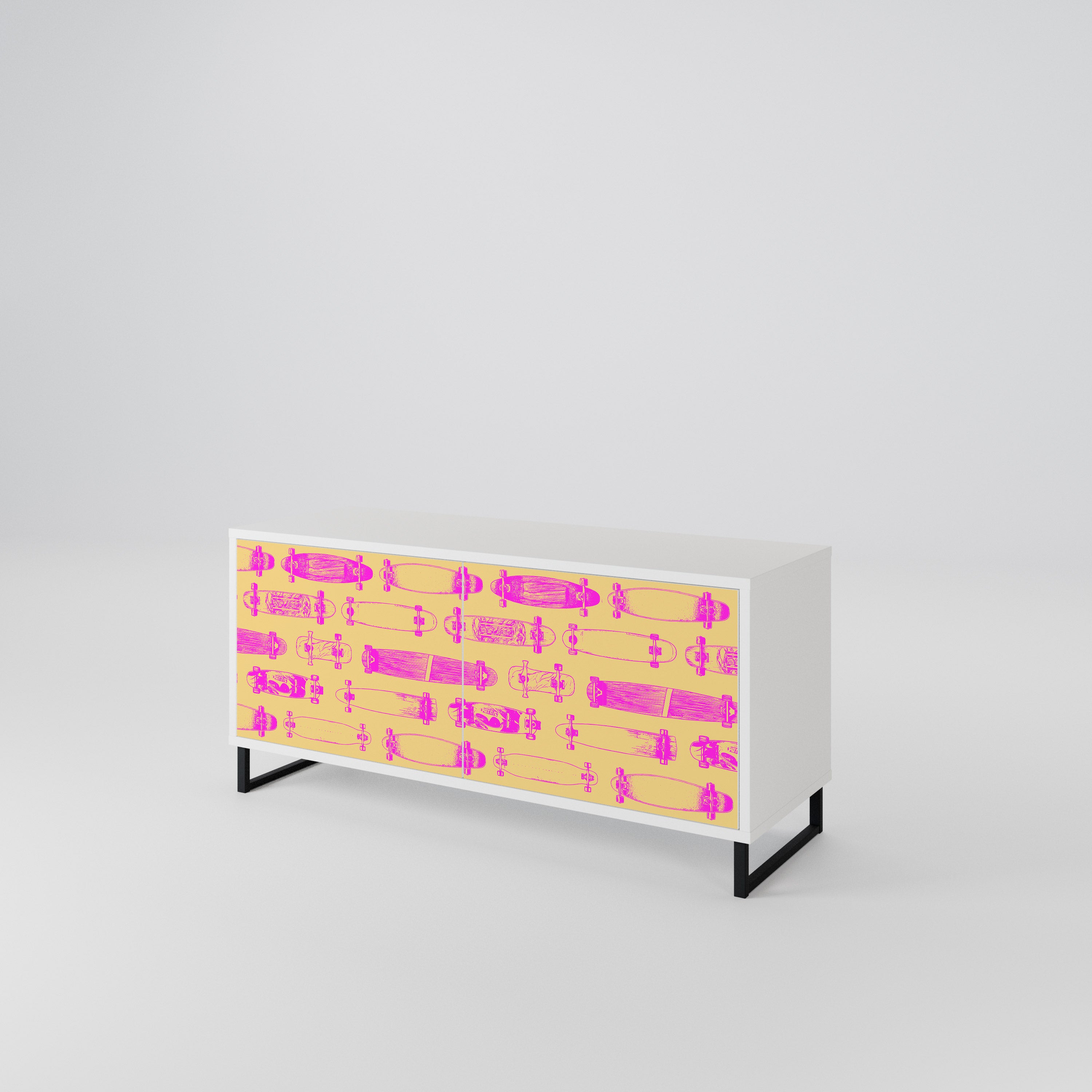 SKATEBOARD ARTISTRY Compact 2-Door TV Cabinet