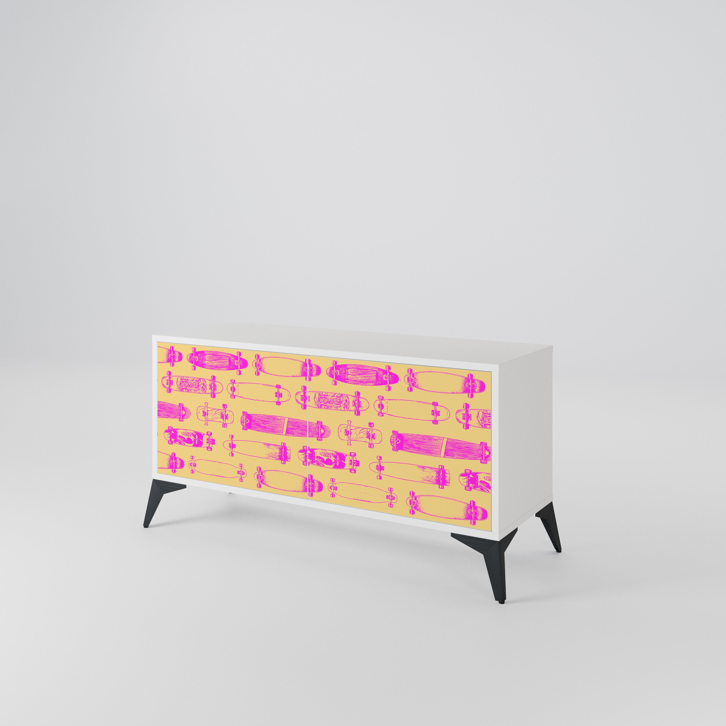 SKATEBOARD ARTISTRY Compact 2-Door TV Cabinet