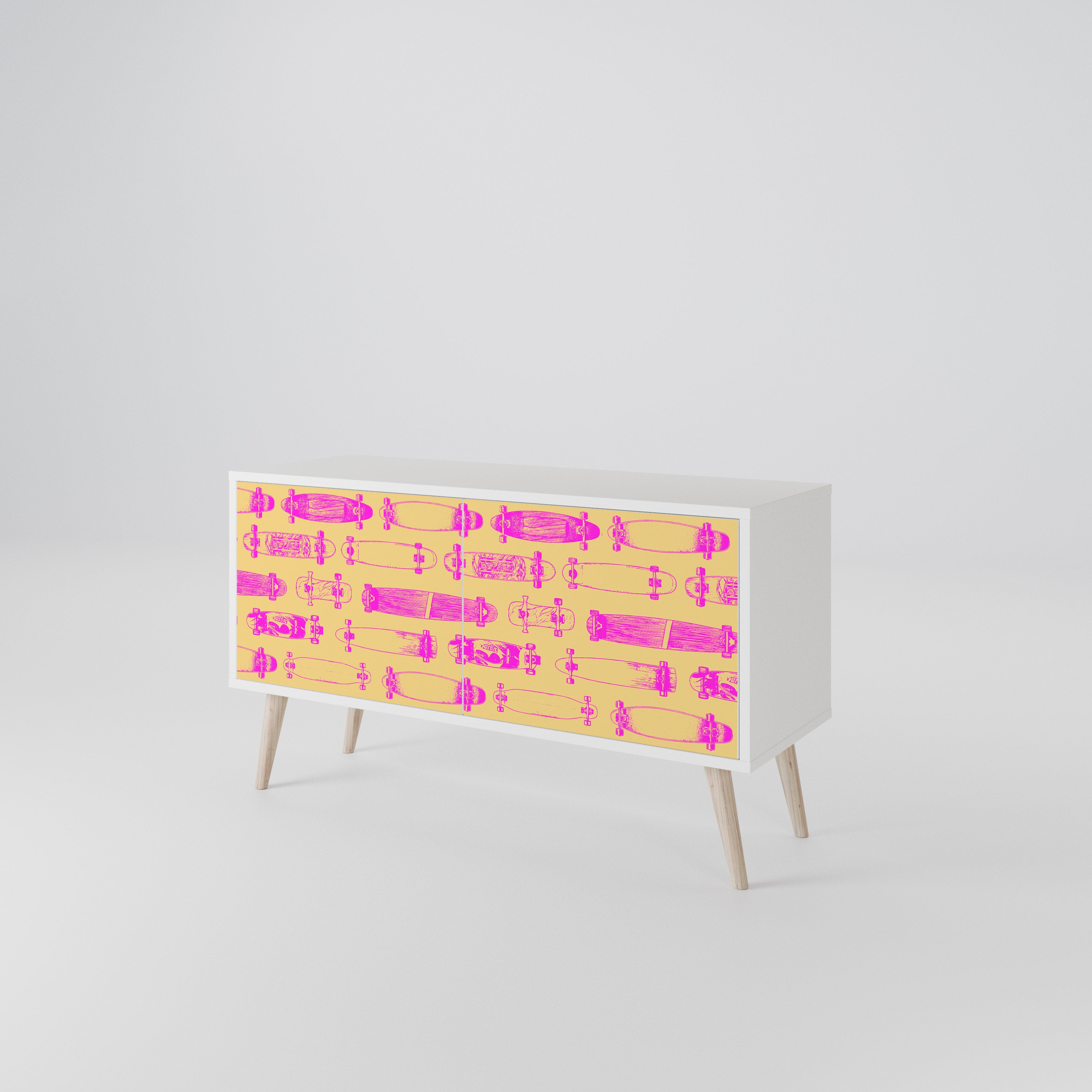 SKATEBOARD ARTISTRY Compact 2-Door TV Cabinet