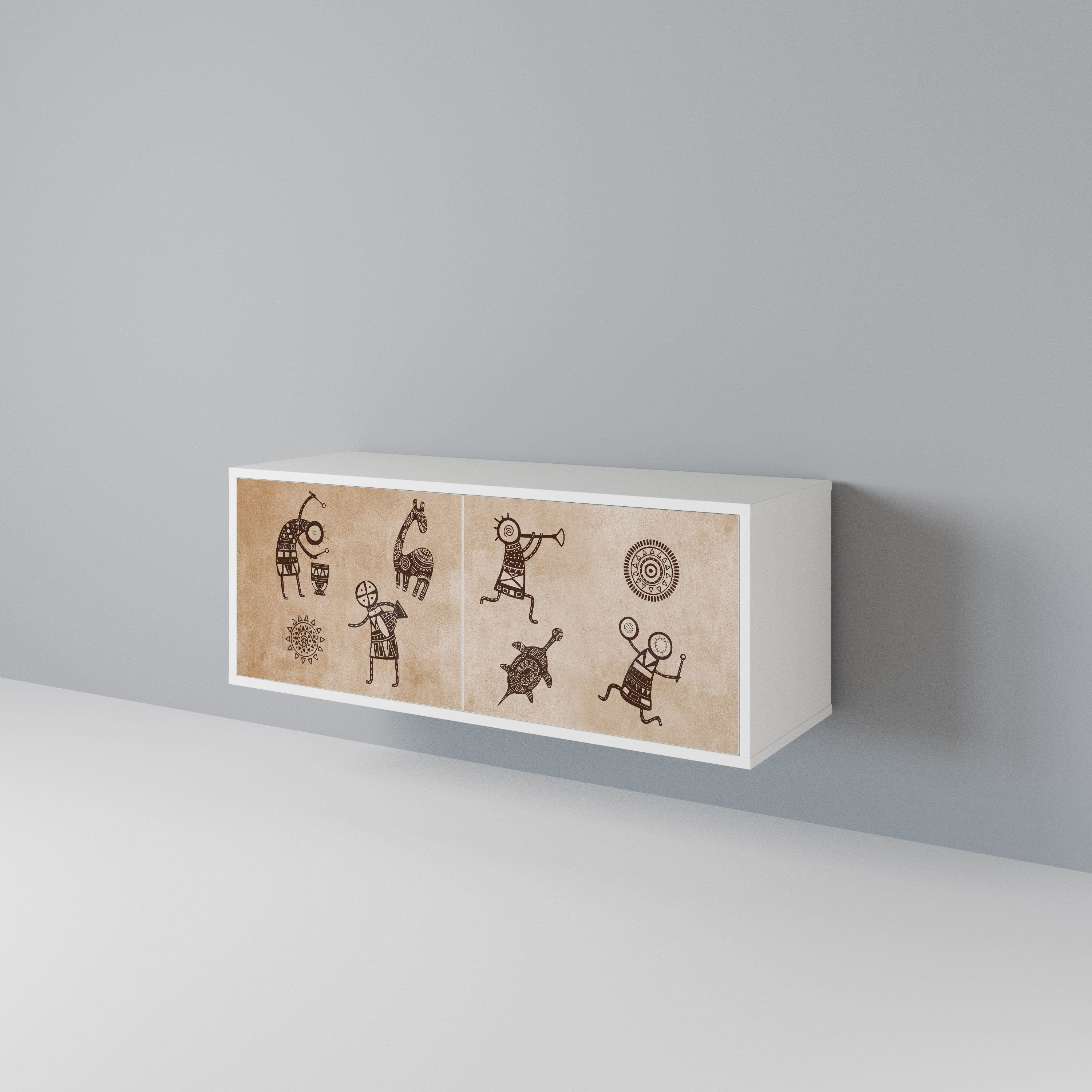 AFRICAN STYLE Compact 2-Door TV Cabinet