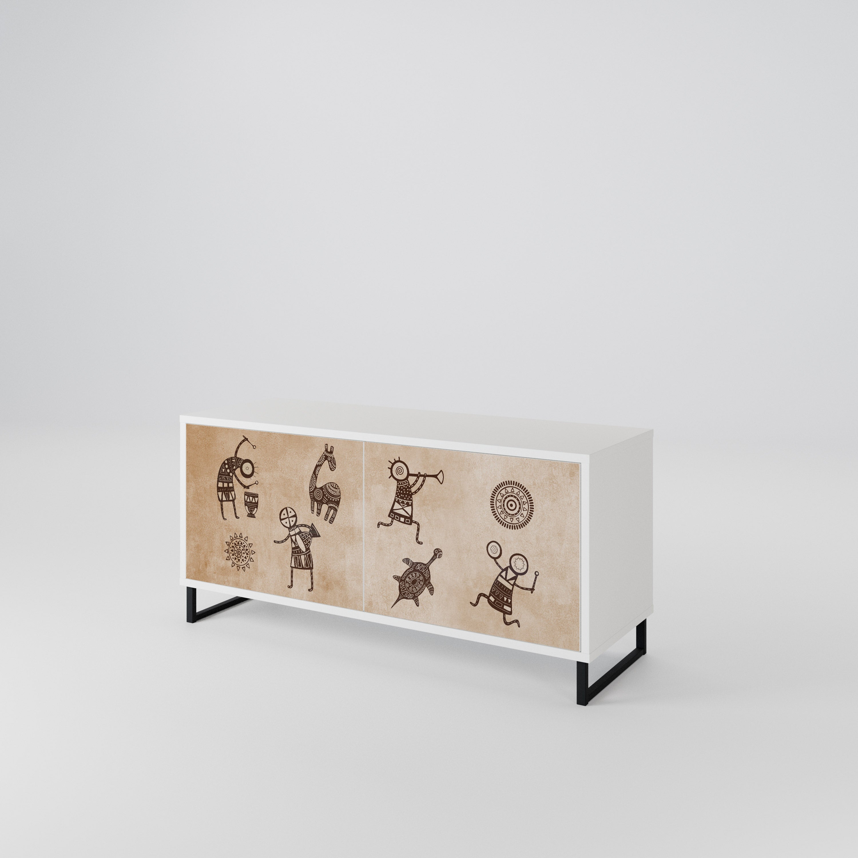 AFRICAN STYLE Compact 2-Door TV Cabinet