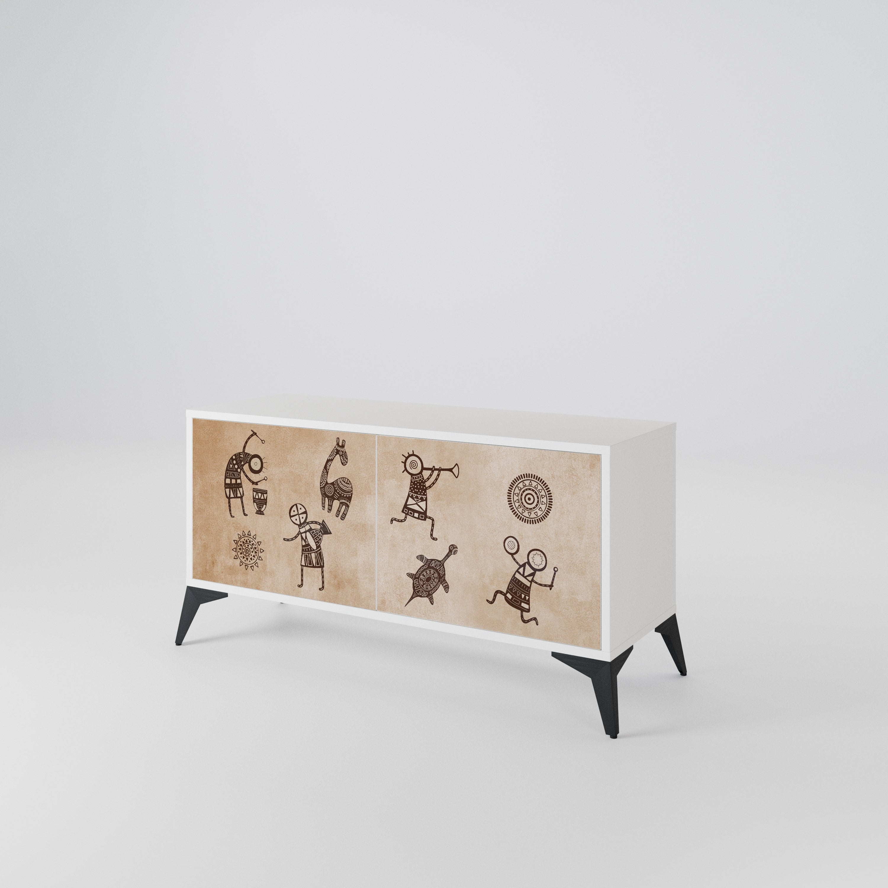 AFRICAN STYLE Compact 2-Door TV Cabinet