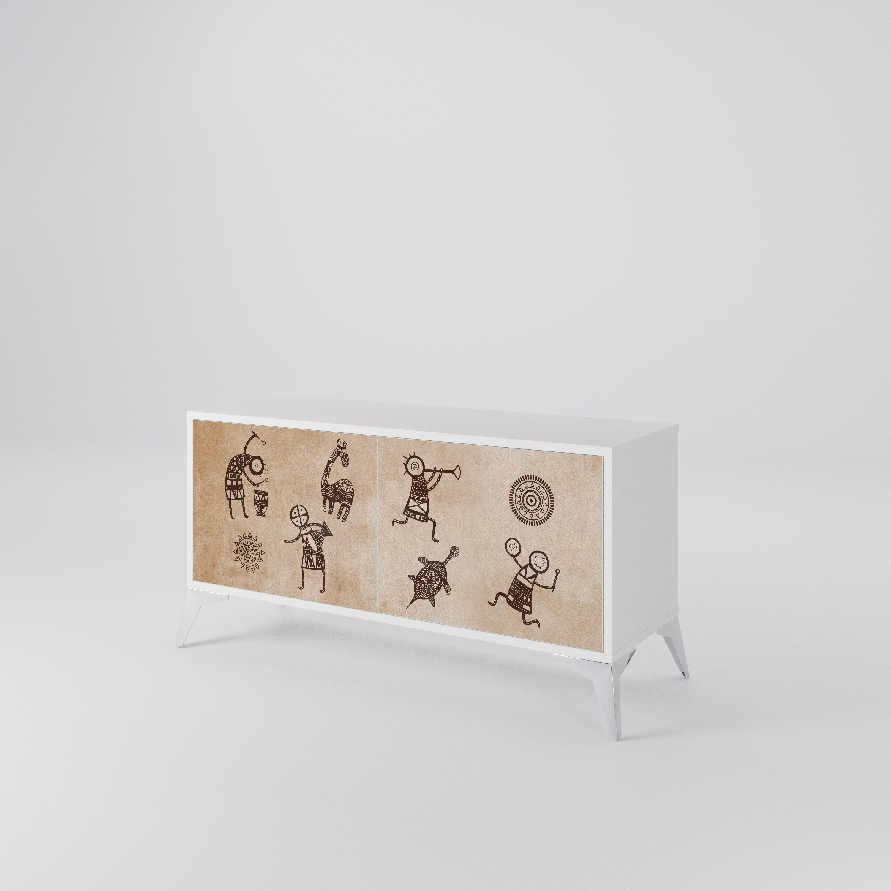 AFRICAN STYLE Compact 2-Door TV Cabinet