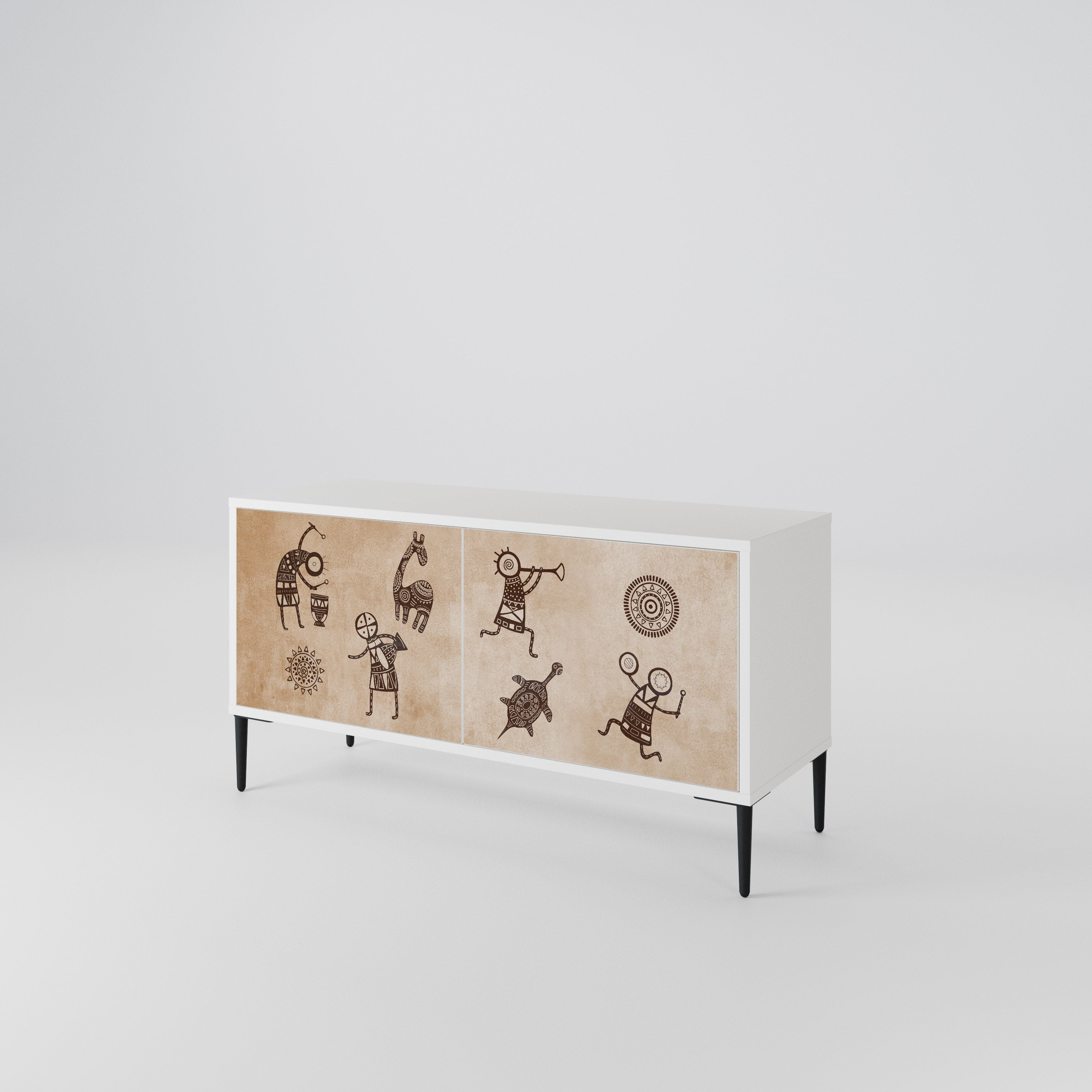 AFRICAN STYLE Compact 2-Door TV Cabinet