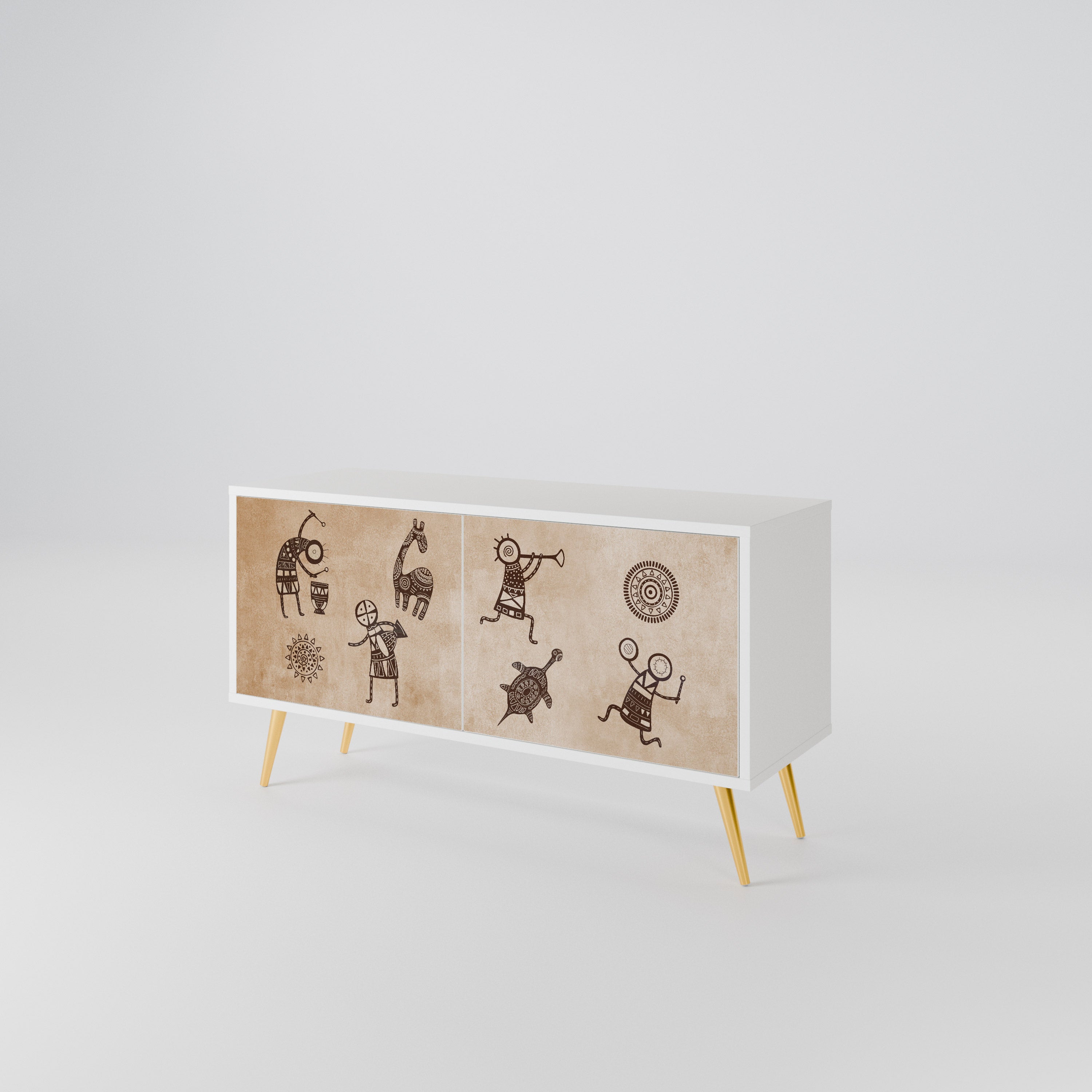 AFRICAN STYLE Compact 2-Door TV Cabinet