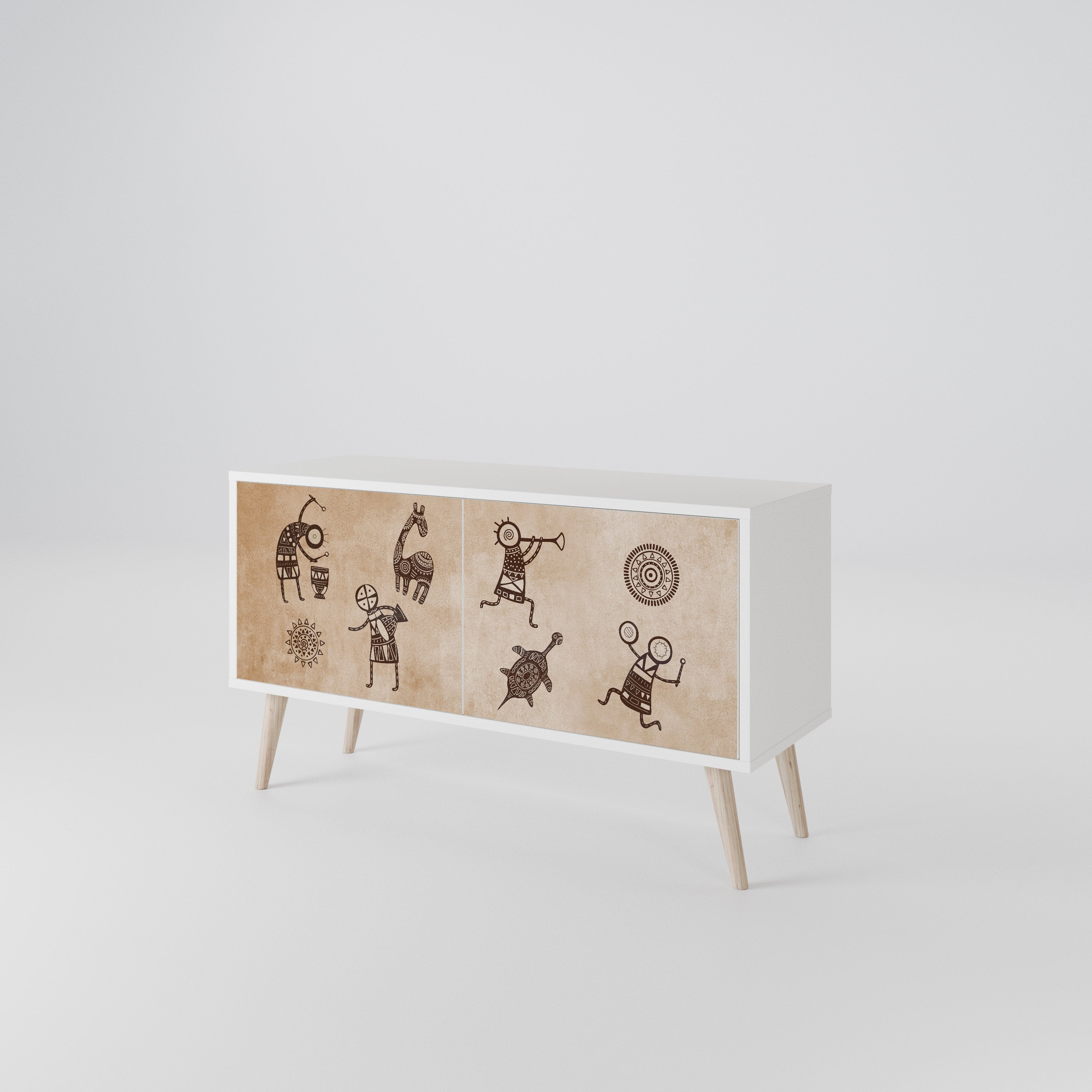 AFRICAN STYLE Compact 2-Door TV Cabinet